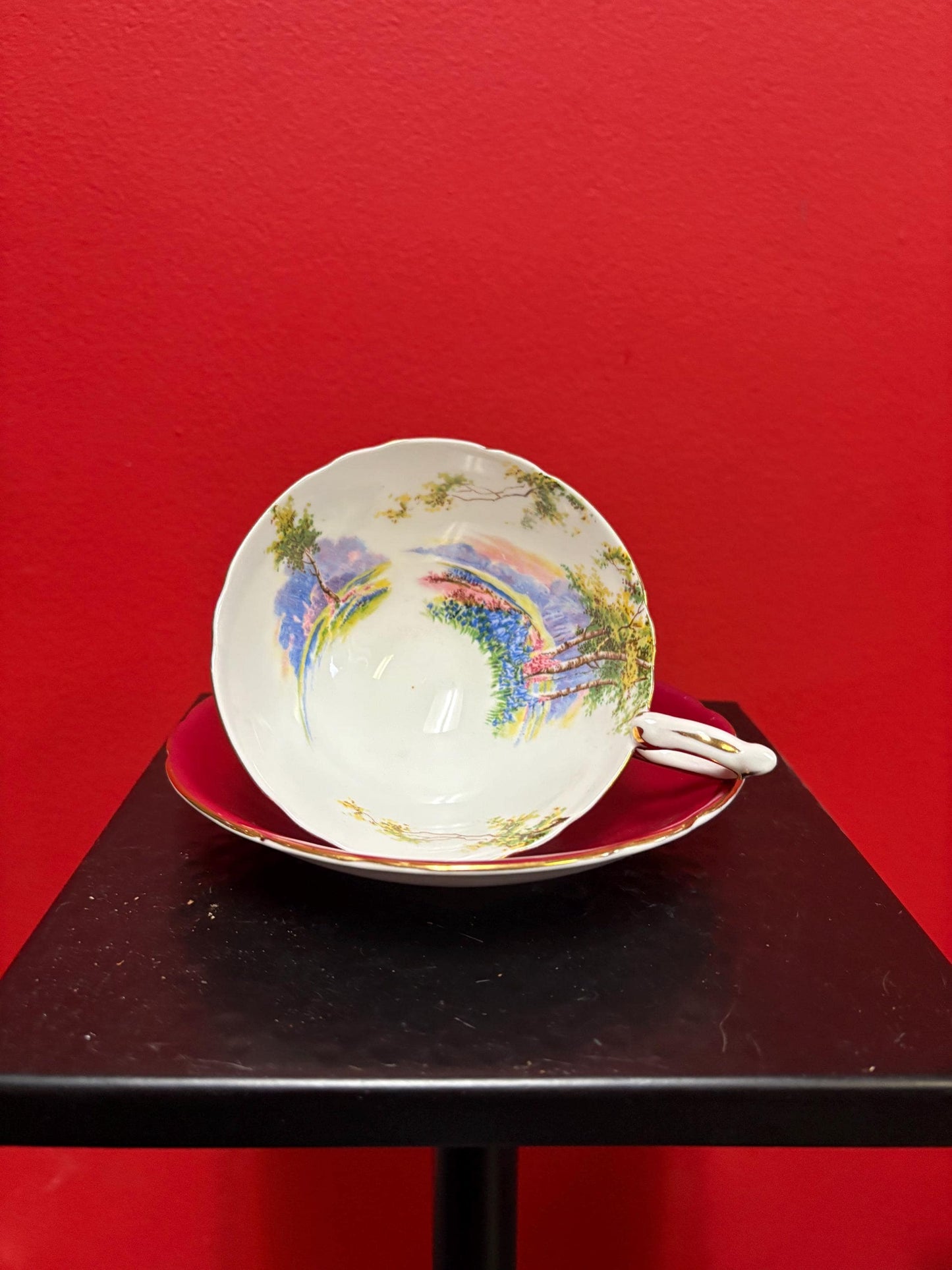 Unusual Aynsley cup and saucer   one tiny chip  price reflects