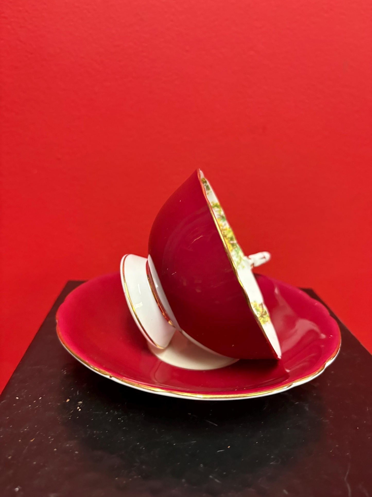 Unusual Aynsley cup and saucer   one tiny chip  price reflects