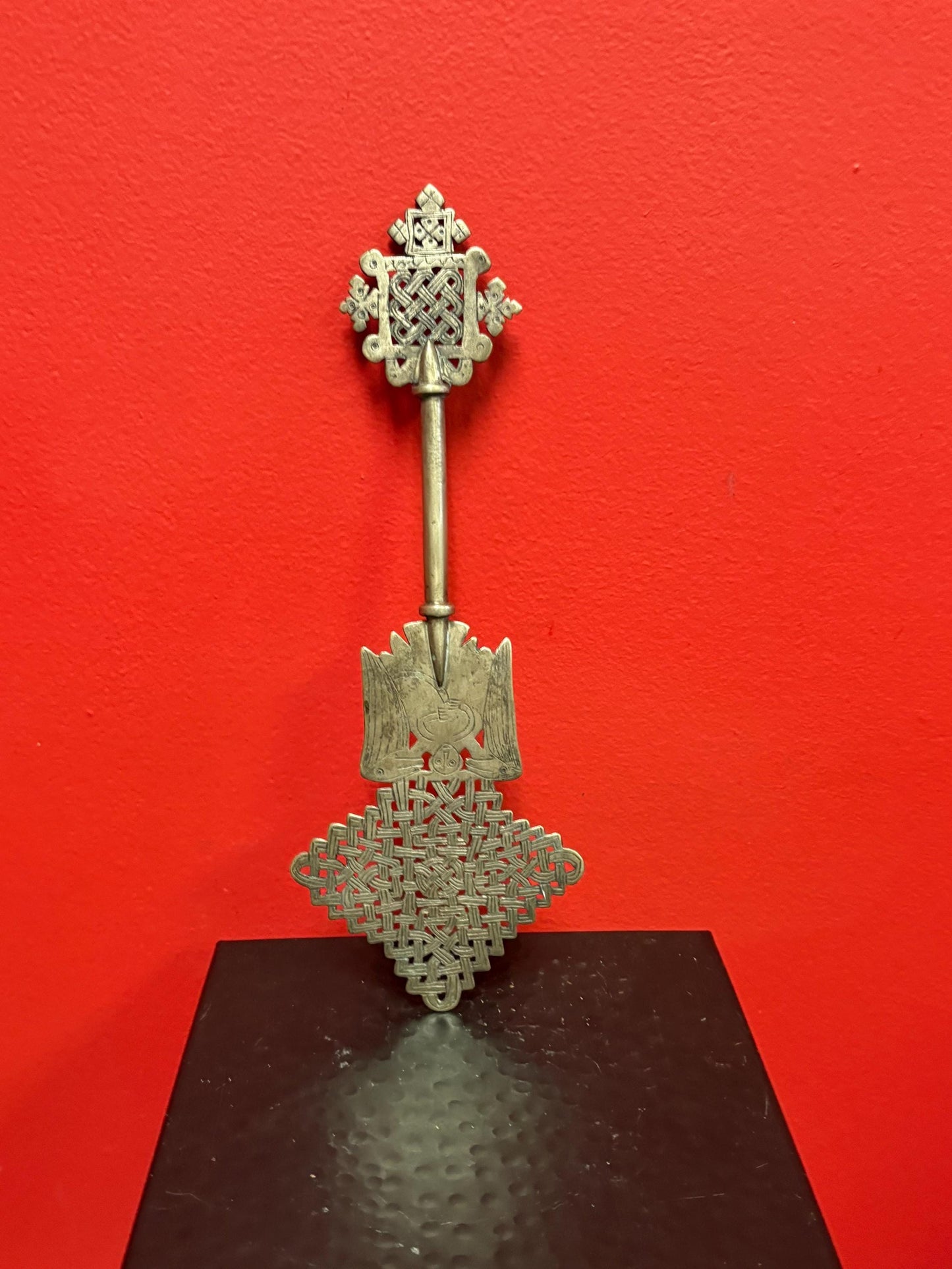 Wonderful Ethiopian silver 11 inch Coptic cross wonderful patina  and great religious African piece