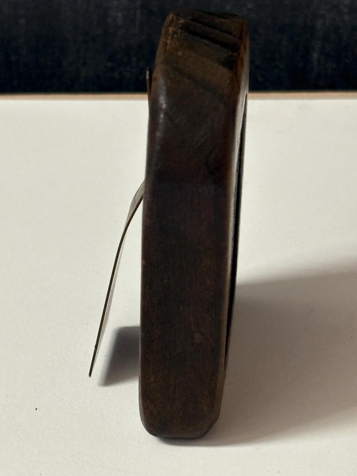 Absolutely wonderful antique  European bronze and wooden icon with stand  intricate detail  3 inches tall - powerful piece