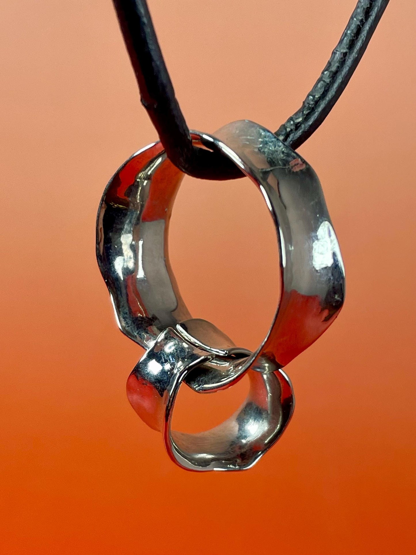 Fabulous Metal Chain Link pendant on Leather cord  Stunning piece and perfect for a gift