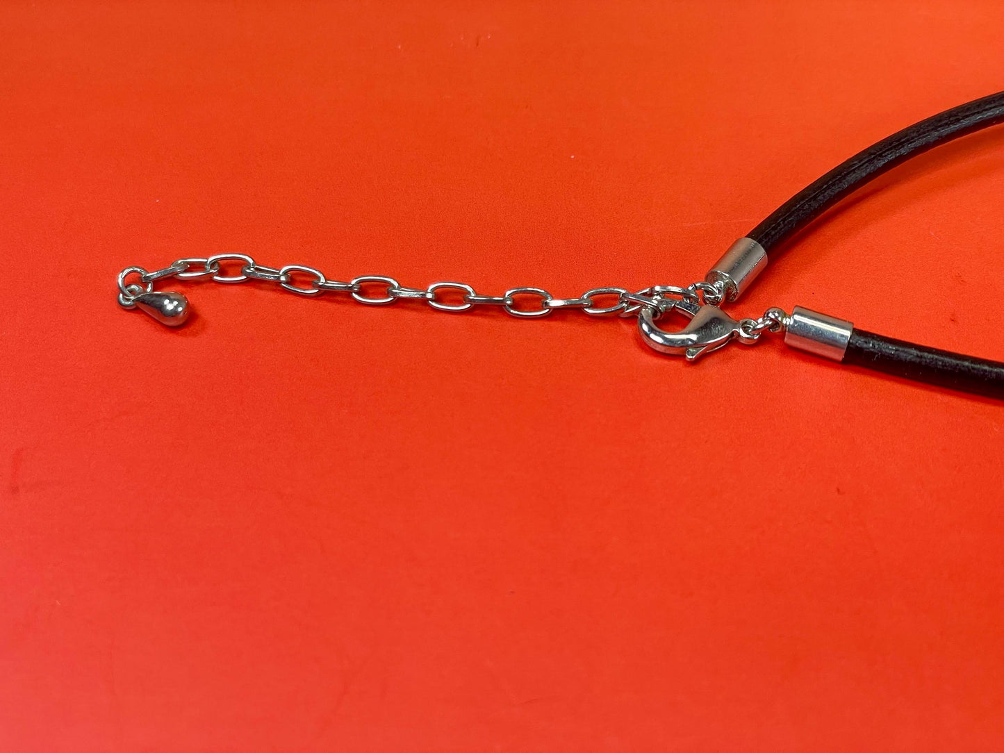 Fabulous Metal Chain Link pendant on Leather cord  Stunning piece and perfect for a gift