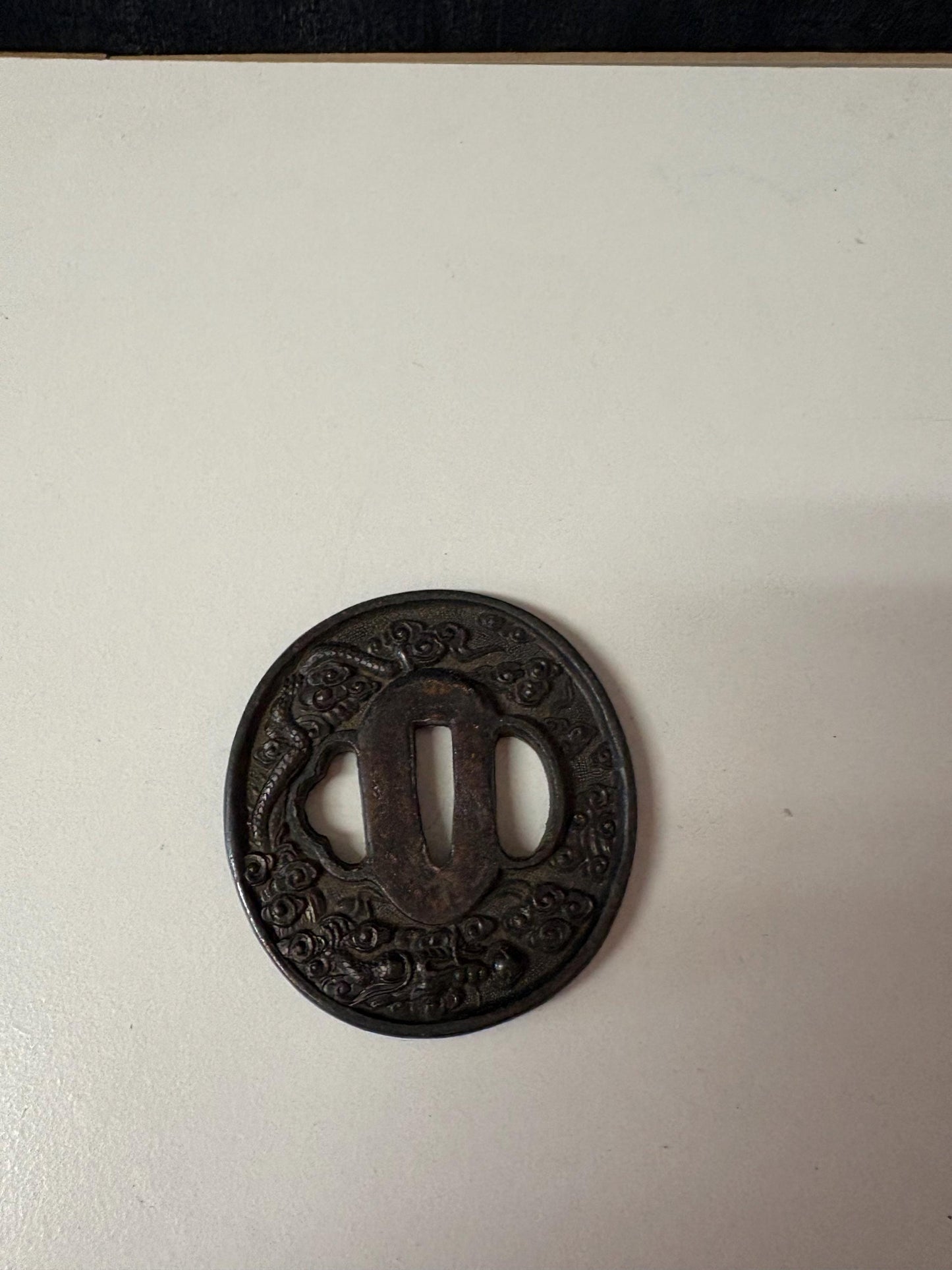 Wonderful 3 inch antique  Japanese samurai tsuba  nice condition - from large estate  samurai - great patina