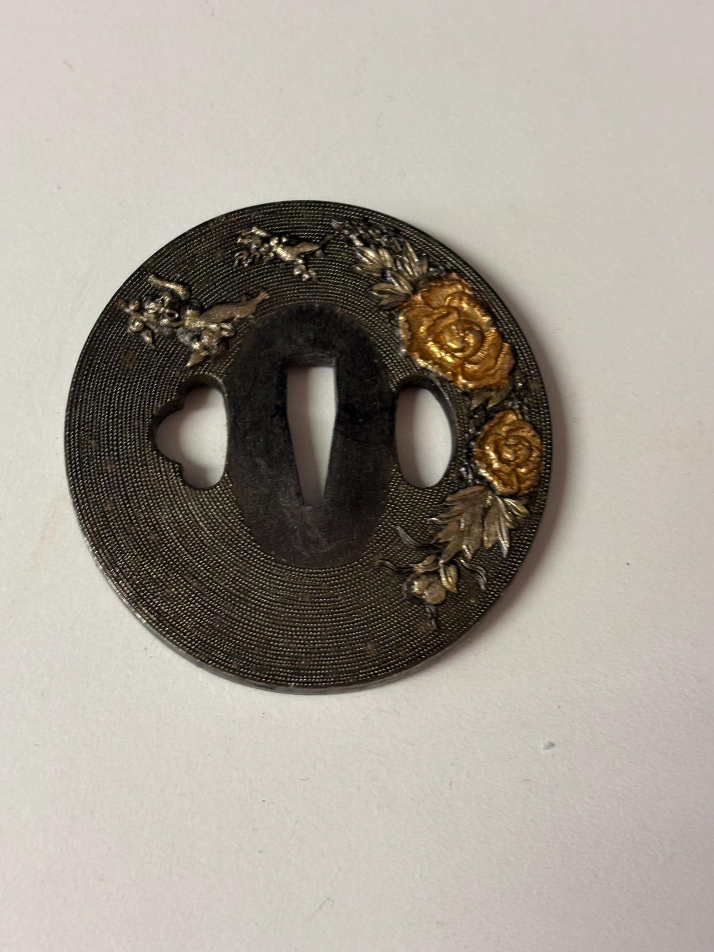 Wonderful 3 inch antique  Japanese samurai tsuba  nice condition - from large estate  samurai - great patina