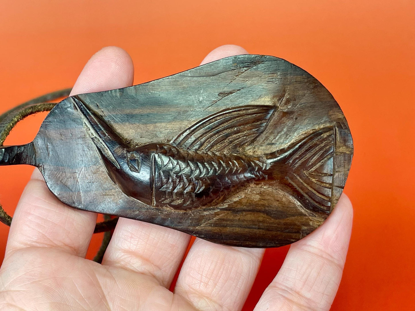 Large Hand Carved Wooden Swordfish Pendant
