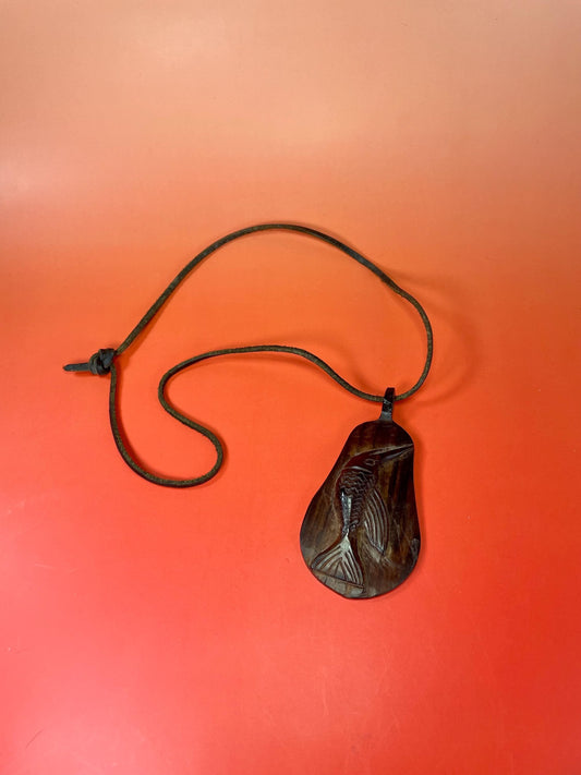 Large Hand Carved Wooden Swordfish Pendant