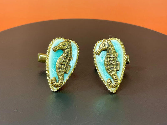 Vintage Goldtone Seahorse cufflinks  perfect gift -