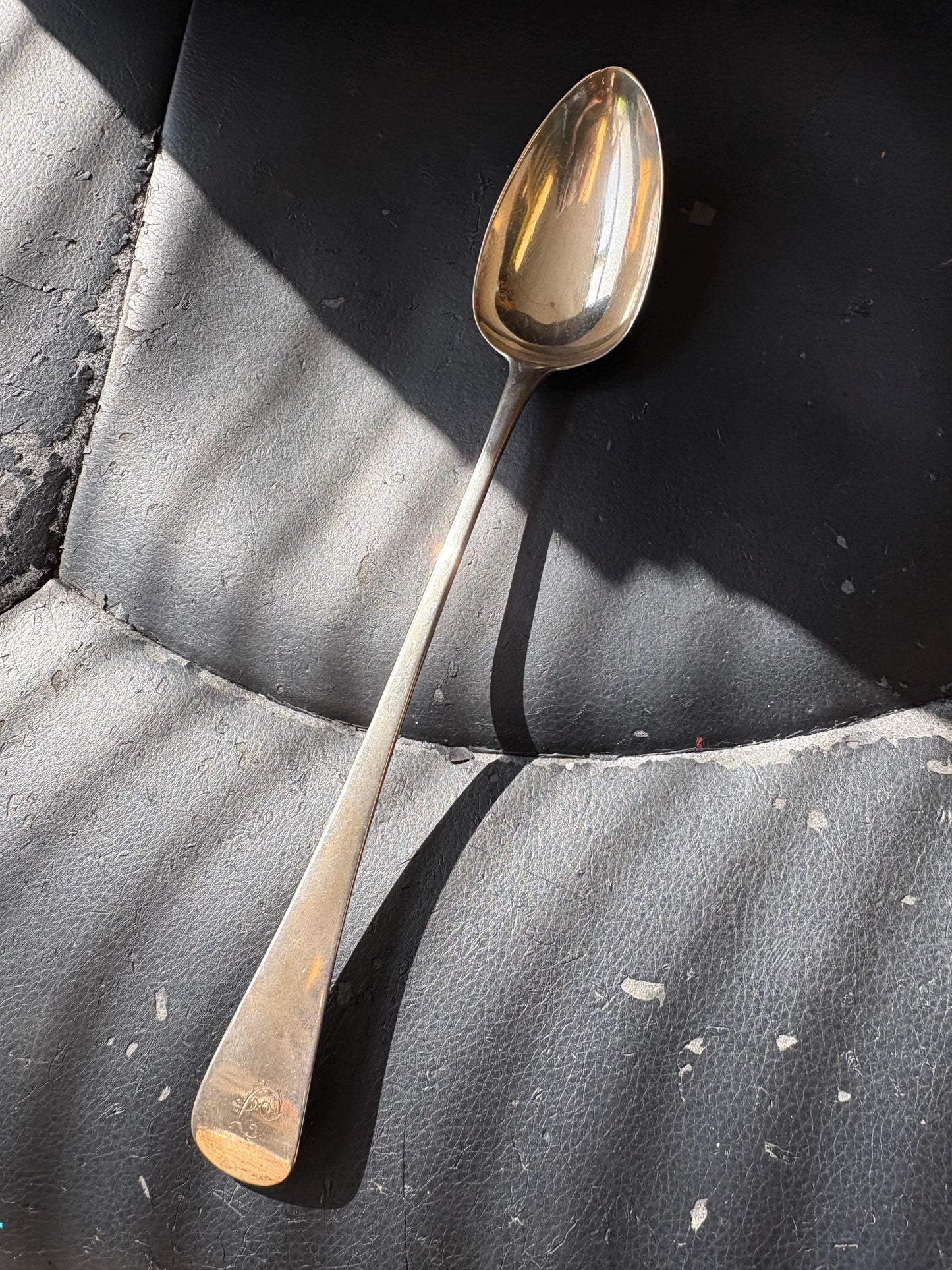 Stunning 12 inch long Georgian Sterling  stuffing spoon by Peter ann and William Bateman  great condition  great price B