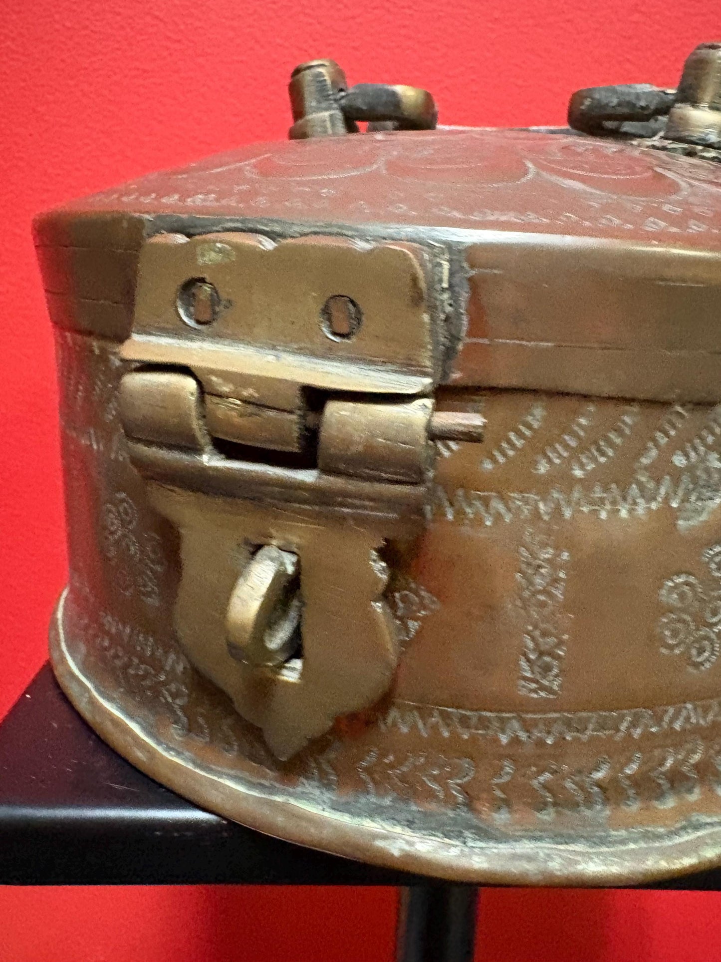 Stunning antique Persian copper and brass  box  wonderful patina  wow 8 x 8 x 4 high