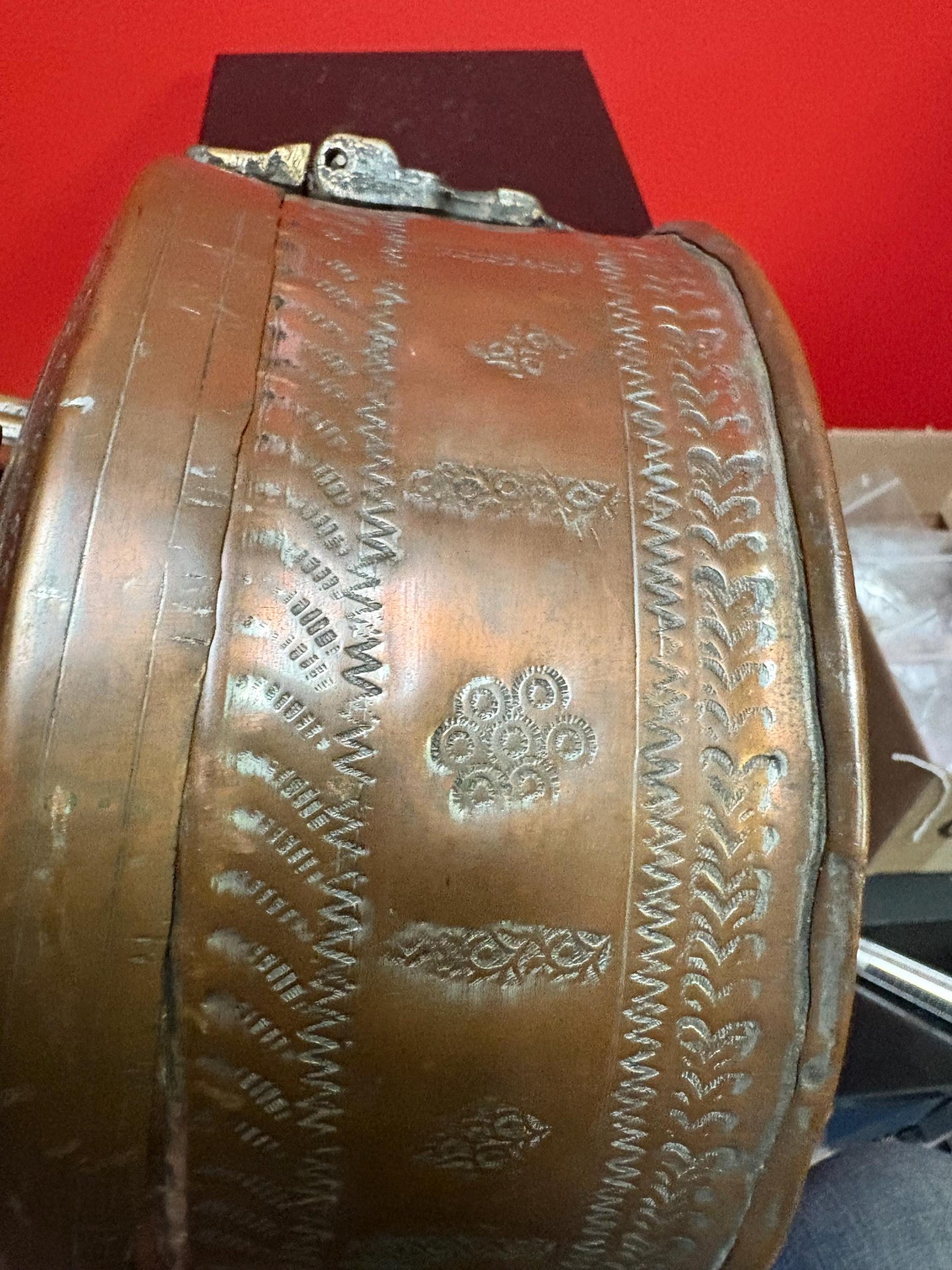 Stunning antique Persian copper and brass  box  wonderful patina  wow 8 x 8 x 4 high