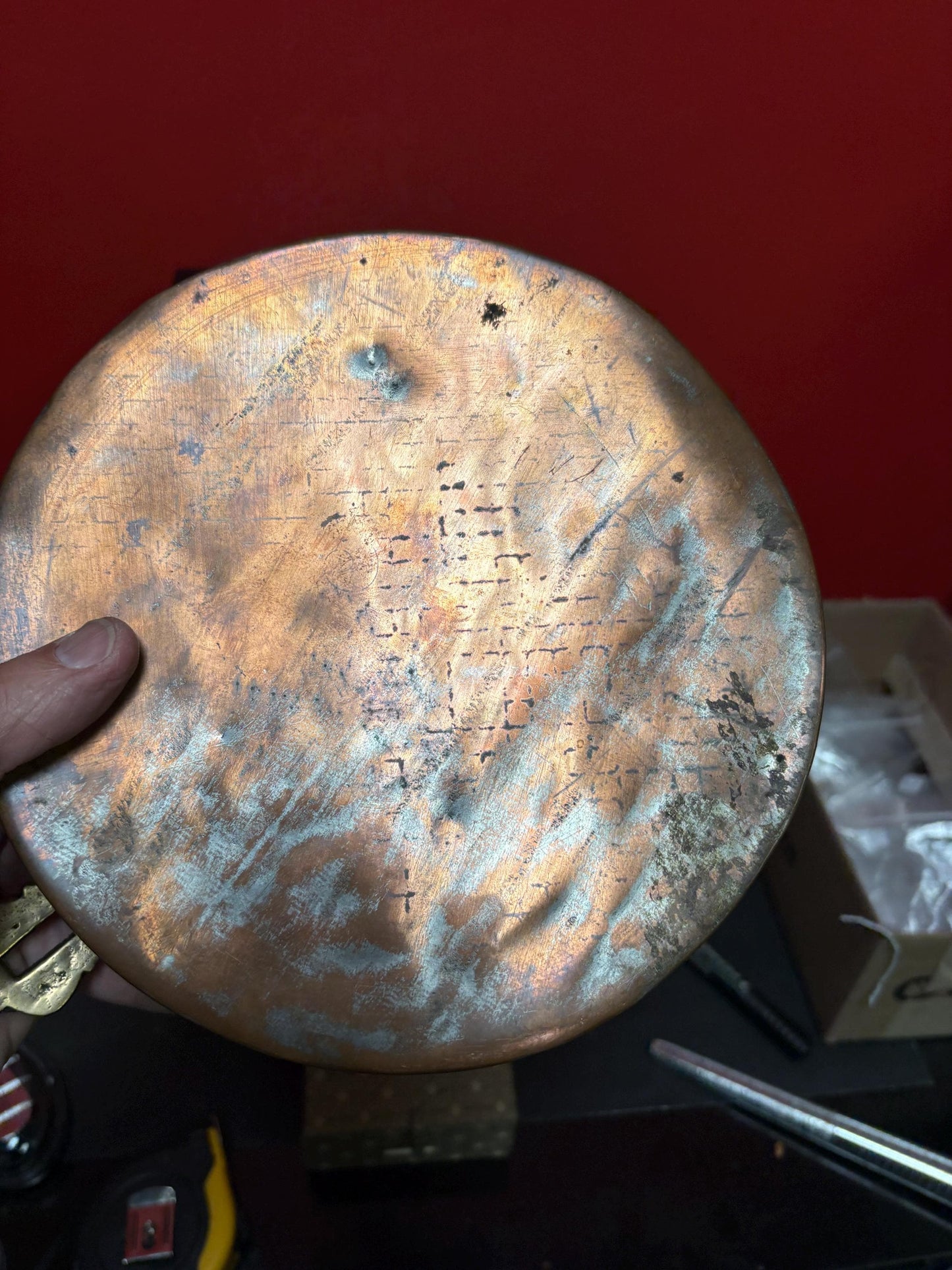 Stunning antique Persian copper and brass  box  wonderful patina  wow 8 x 8 x 4 high