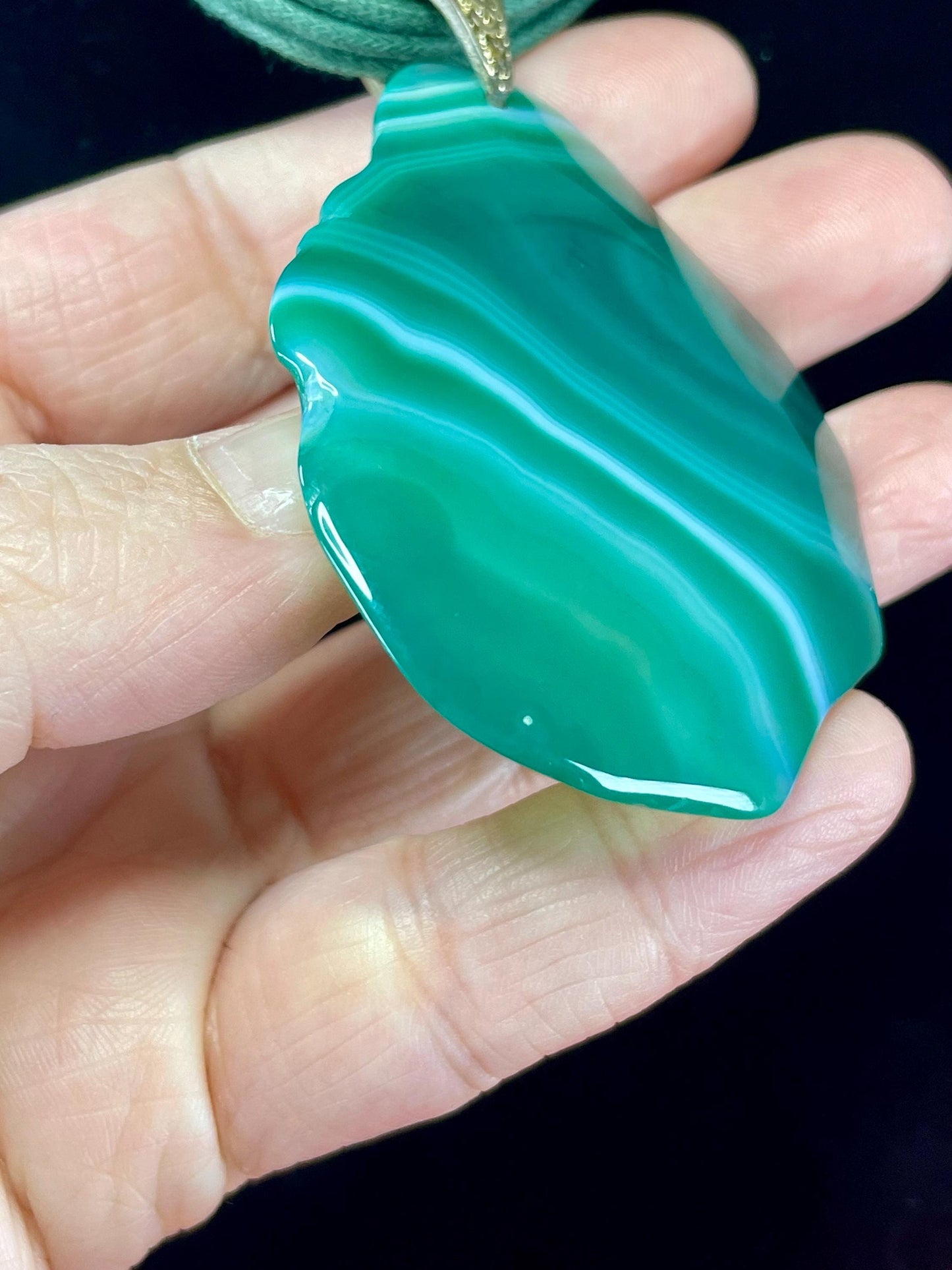 Stunning 2.75 inch Polished Green Stone Pendant