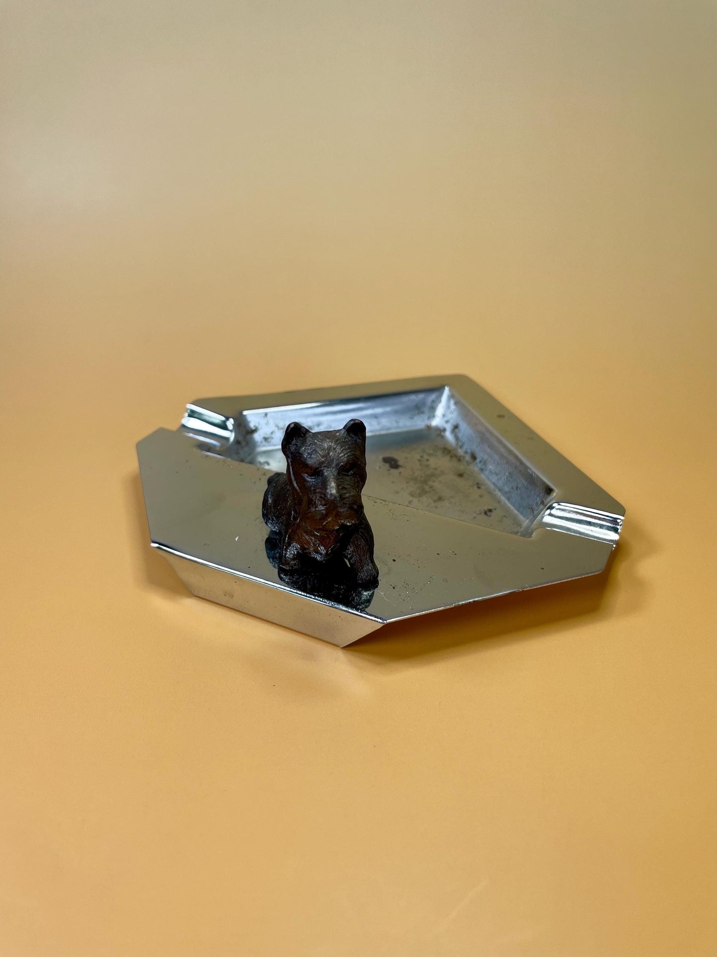 Art Deco Metal Ashtray with Scottish Terrier