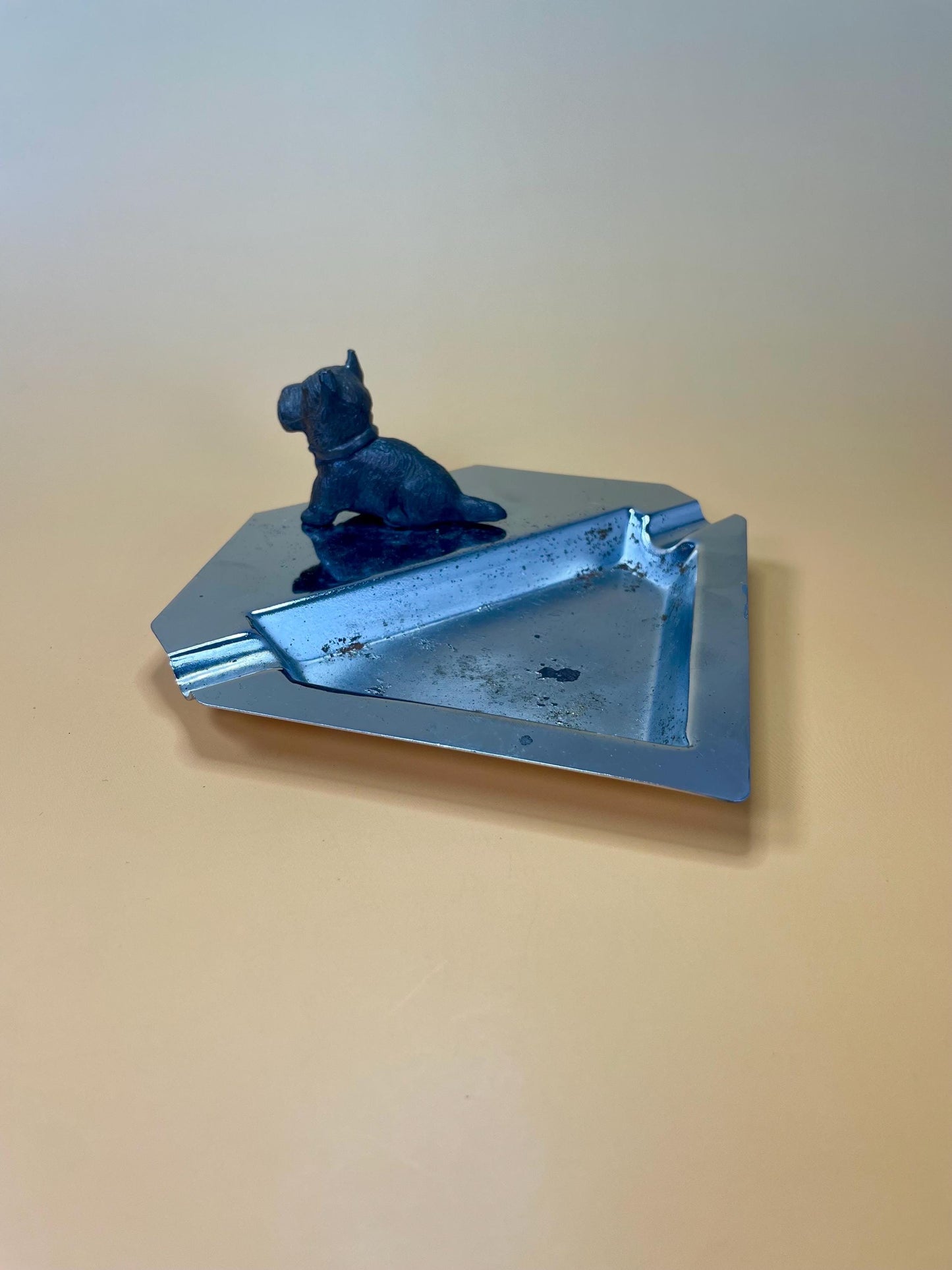 Art Deco Metal Ashtray with Scottish Terrier