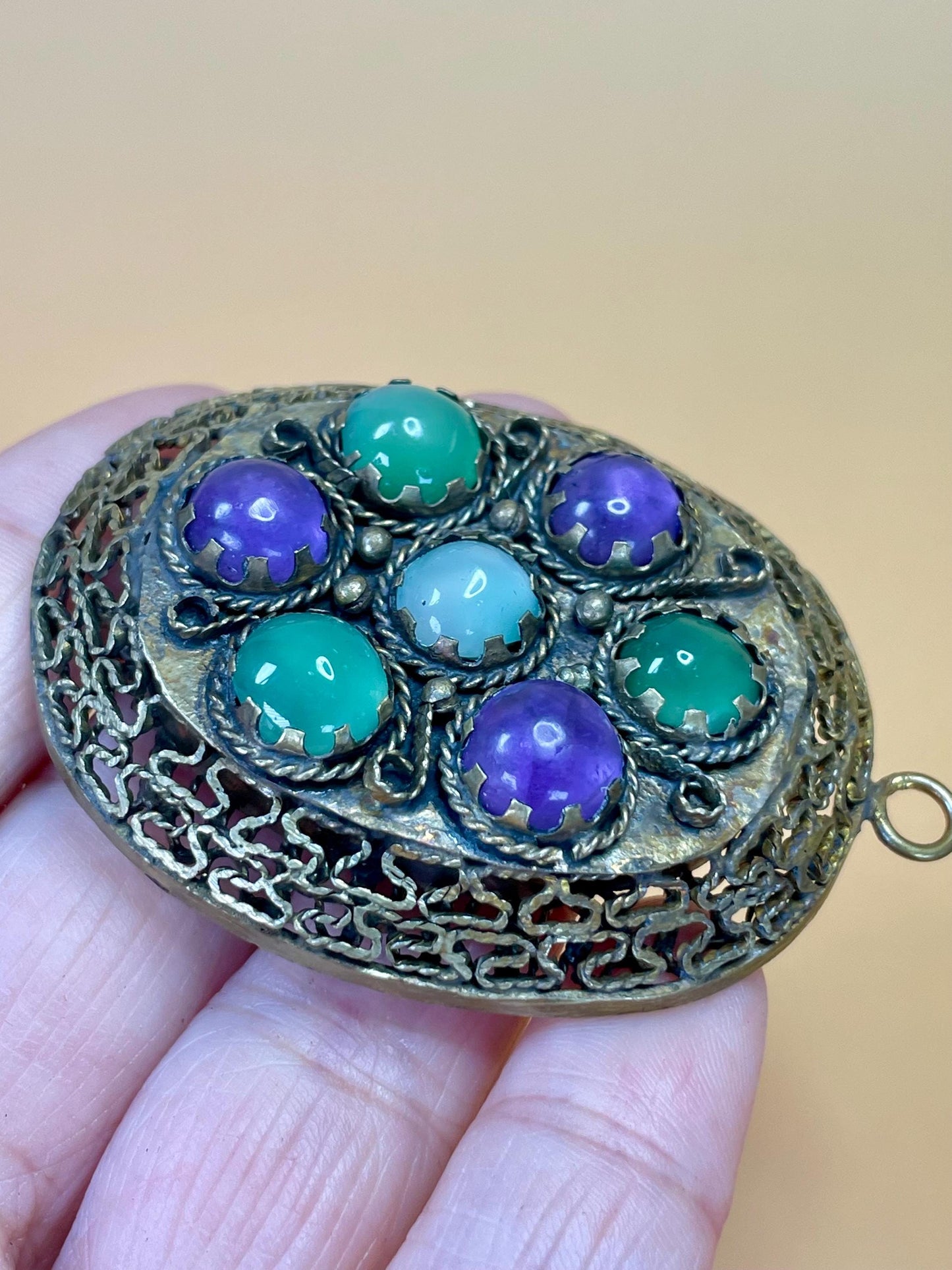 Cartouche Style Filigree Pendant