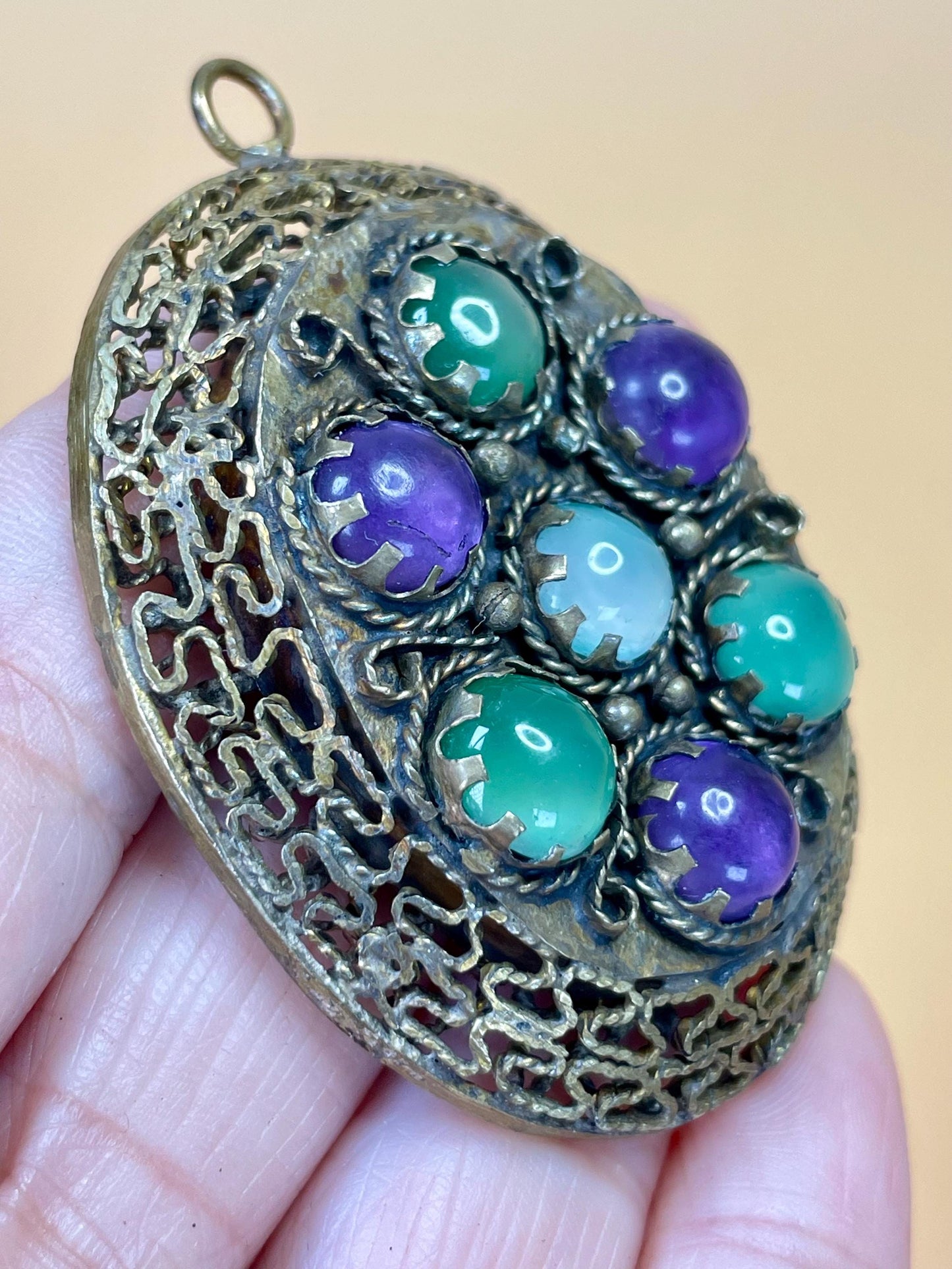 Cartouche Style Filigree Pendant