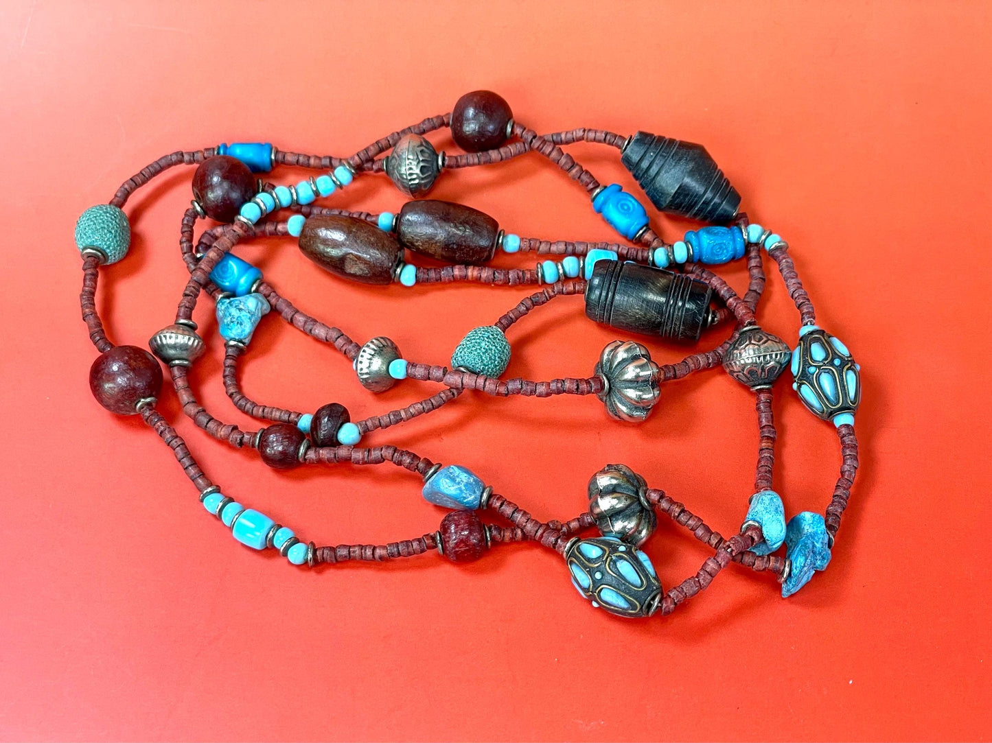 Long beaded necklace  No Clasp  very pretty