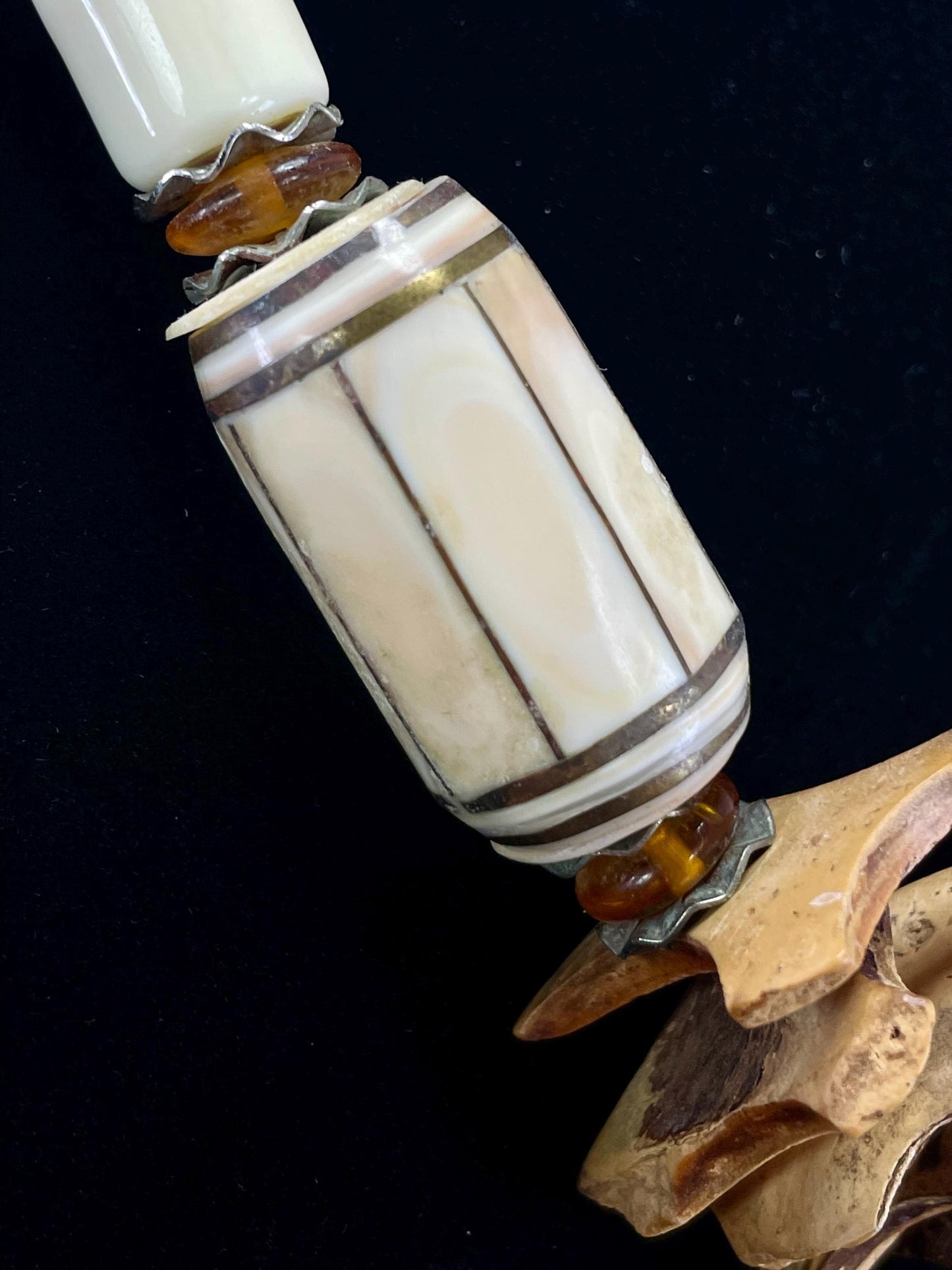 21 inch Necklace with Unique Wood Chip Beads