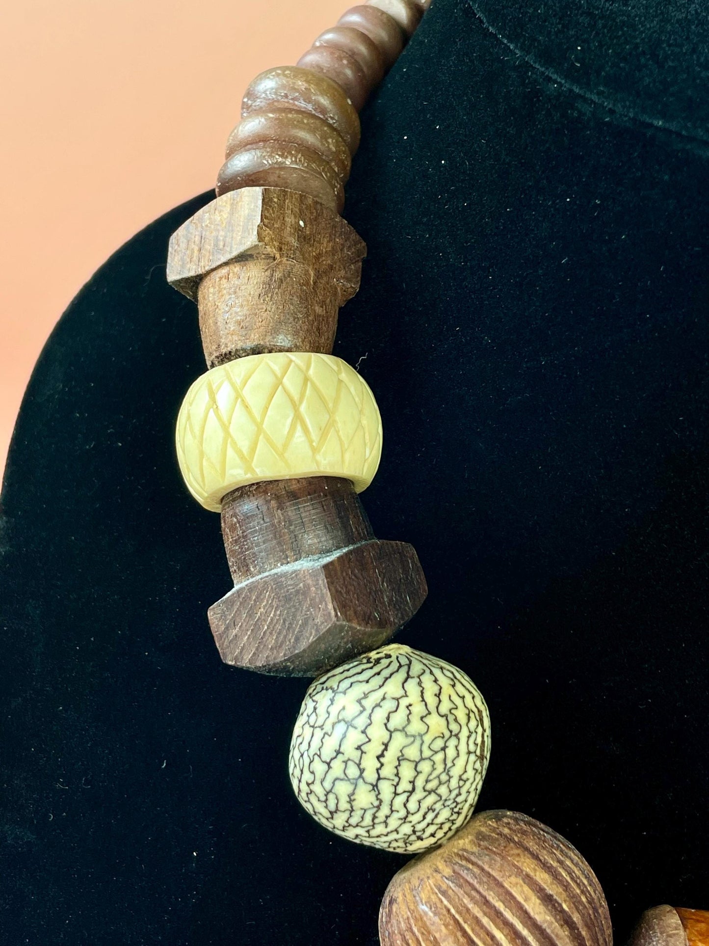 Chunky Heavy Wooden Bead Necklace