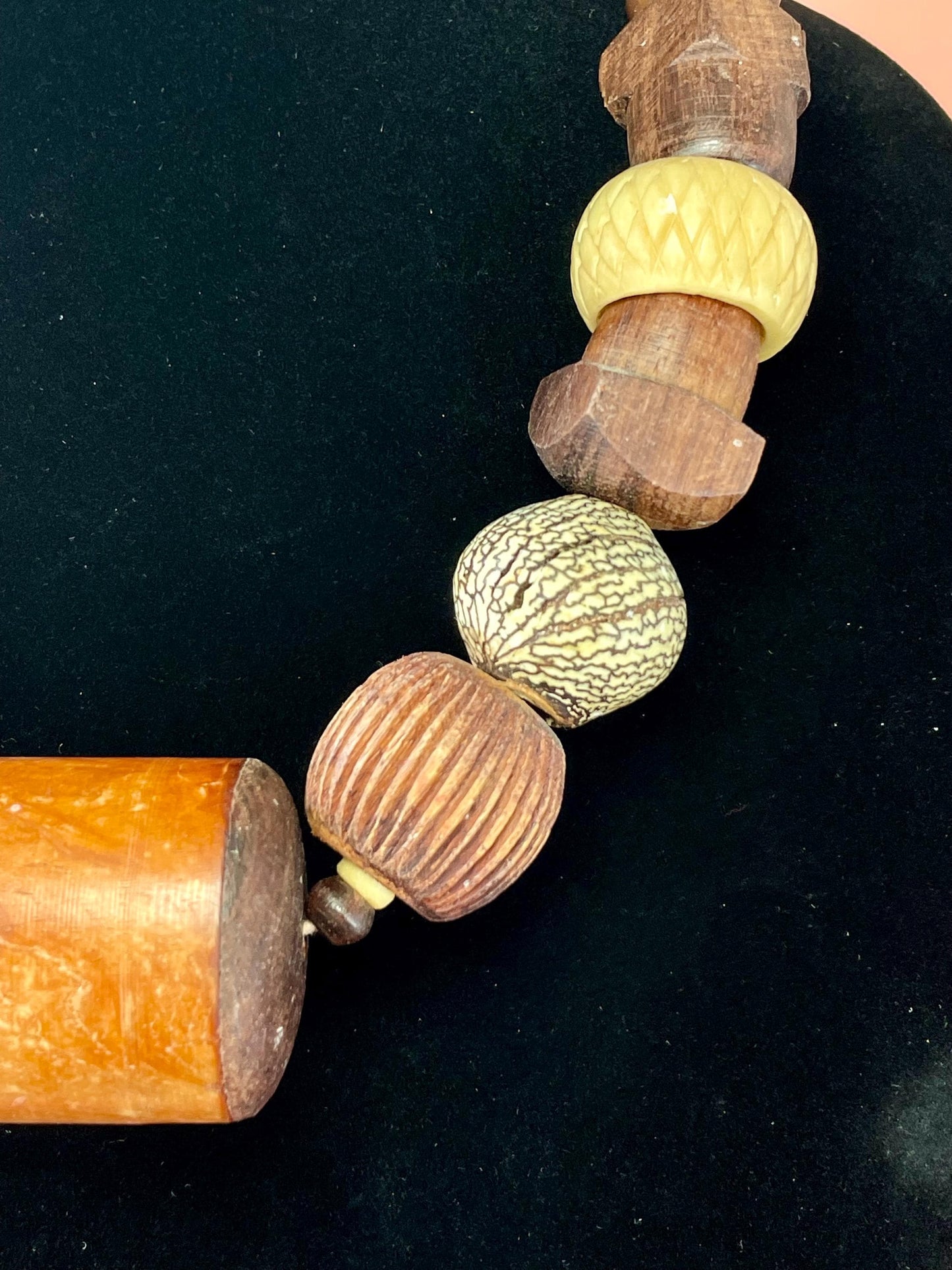 Chunky Heavy Wooden Bead Necklace