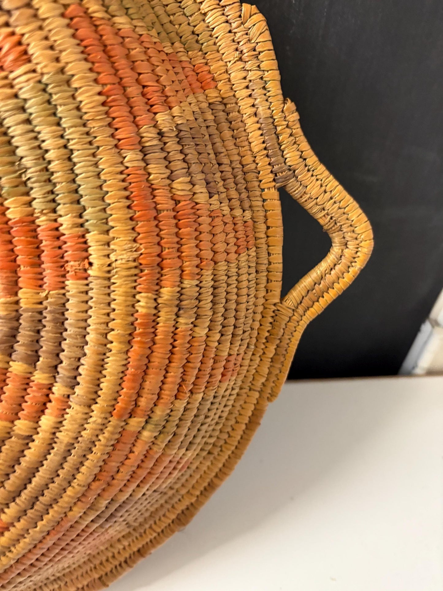 massive beautiful antique southwestern Navajo wedding basket platter  wonderful condition and colours  wow  20 inches