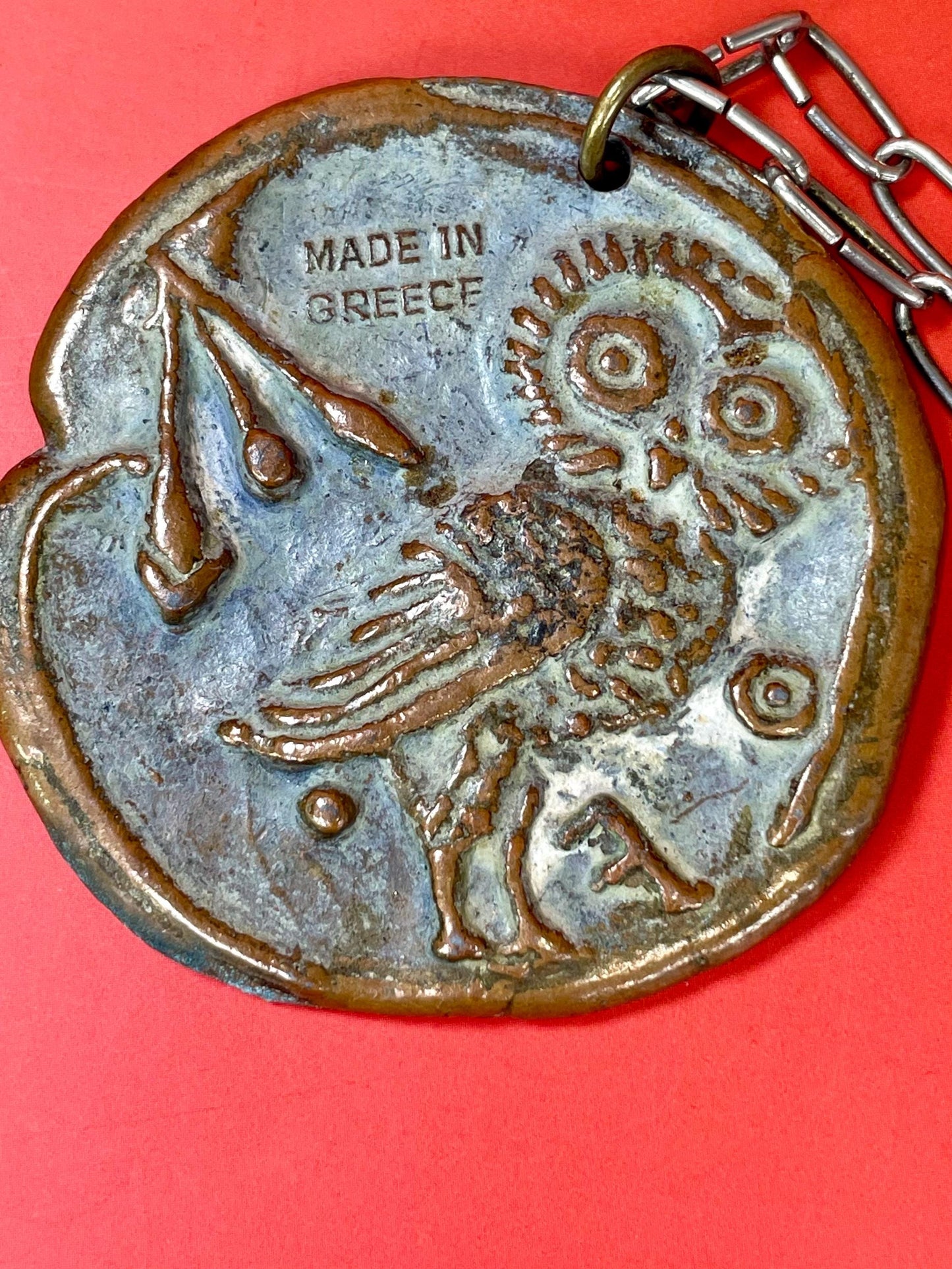 Coin style Medallion on Chain  Made in Greece