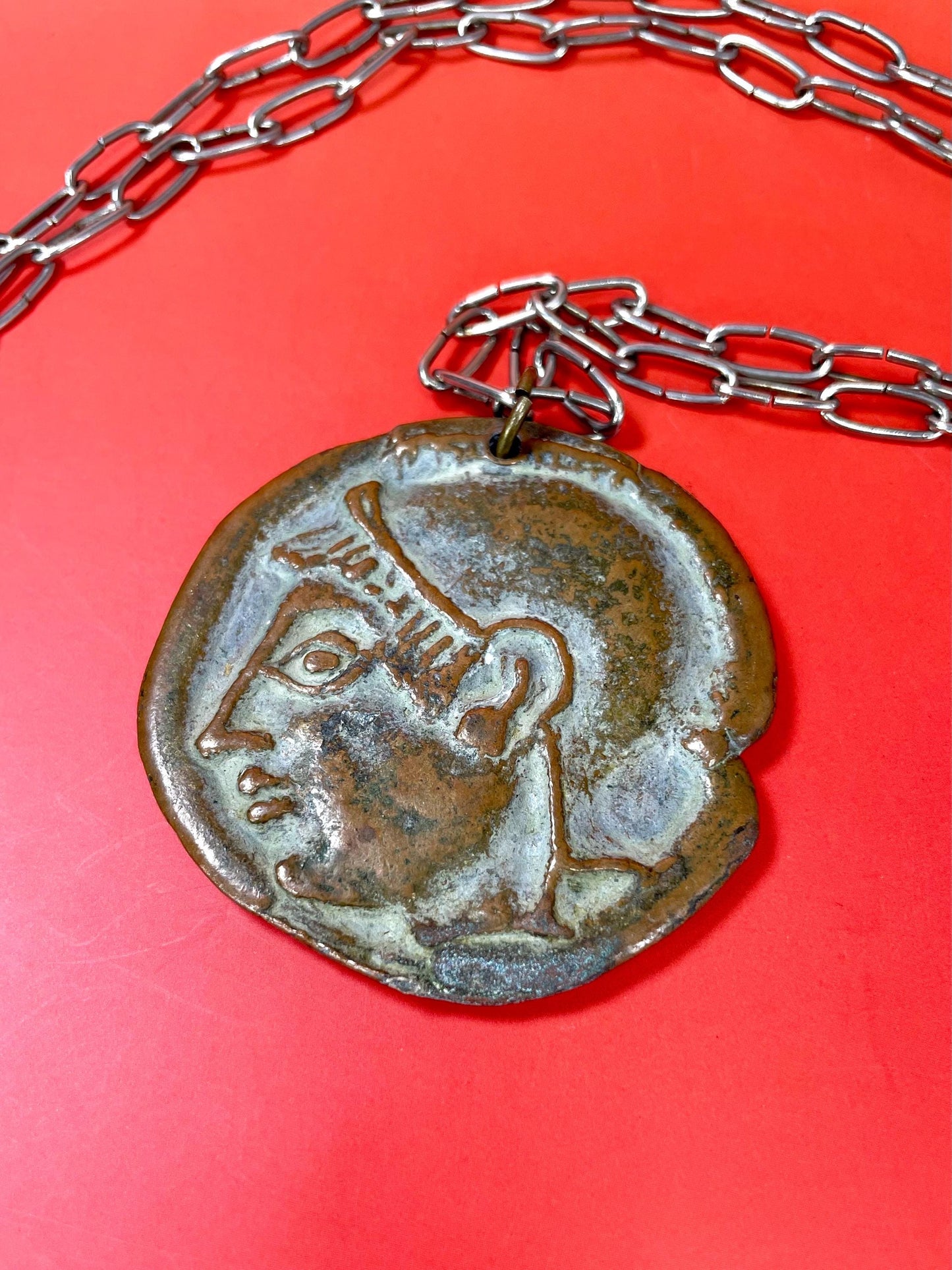 Coin style Medallion on Chain  Made in Greece