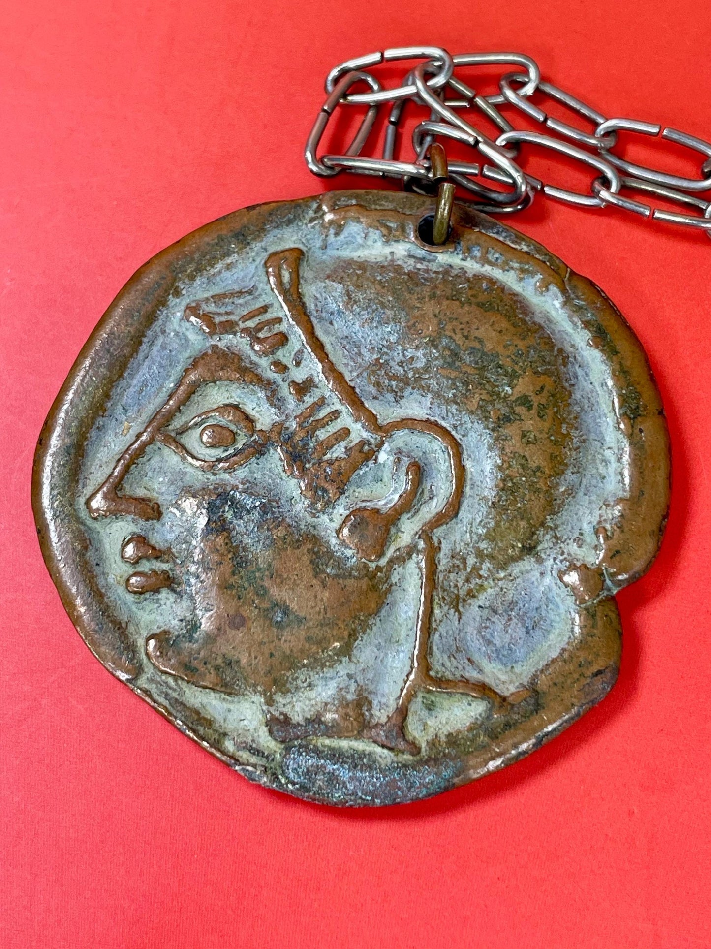 Coin style Medallion on Chain  Made in Greece