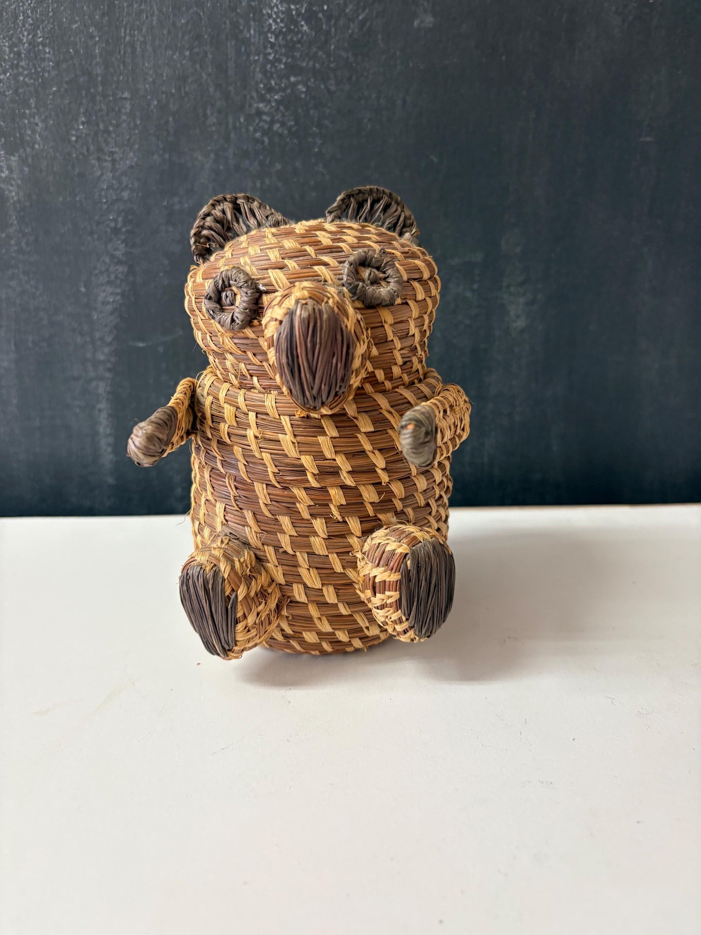 Unusual sexy weaved basket bear box  teddy bear delight  7 inches  perfect gift