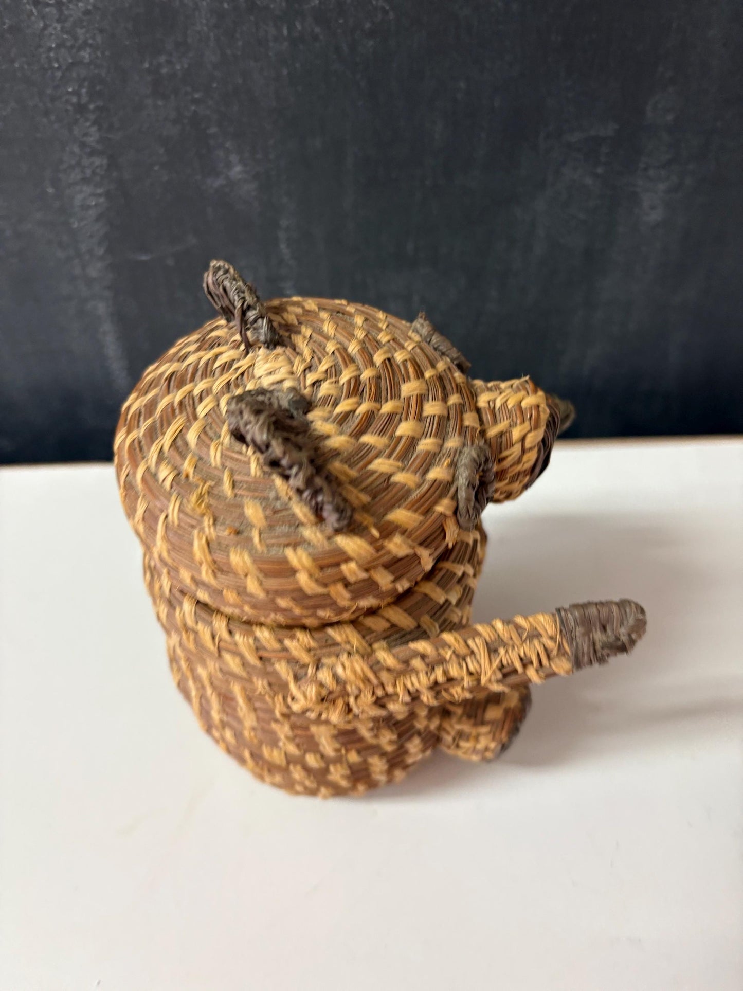 Unusual sexy weaved basket bear box  teddy bear delight  7 inches  perfect gift