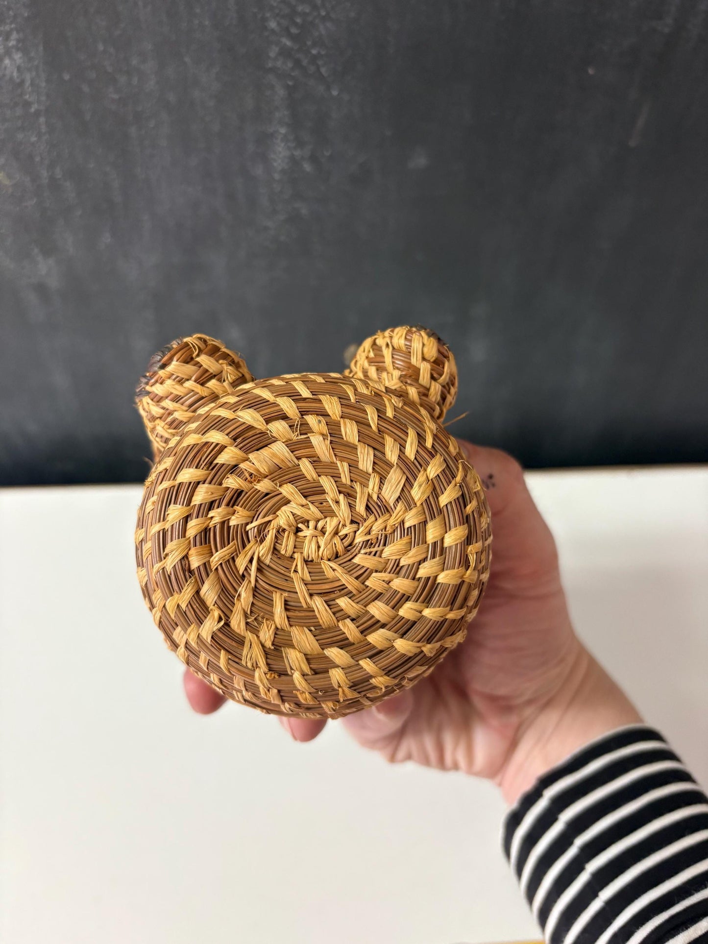 Unusual sexy weaved basket bear box  teddy bear delight  7 inches  perfect gift