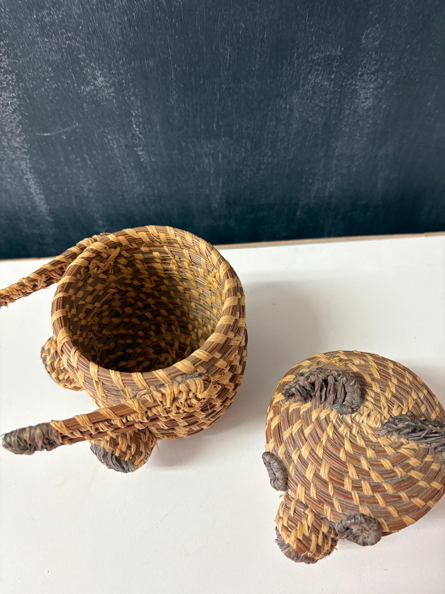 Unusual sexy weaved basket bear box  teddy bear delight  7 inches  perfect gift