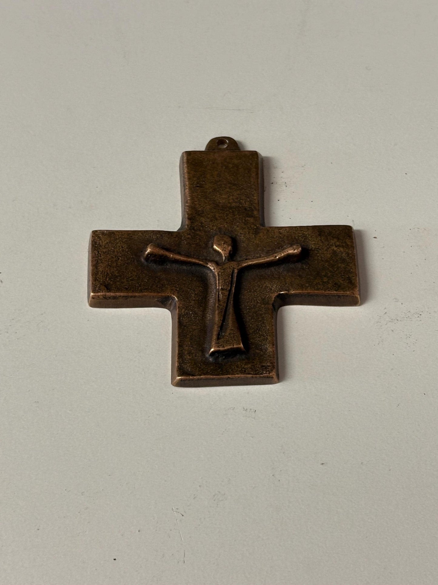 Stunning antique  European bronze Berzon and Bercher Germany religious cross  coolest sign  3 inches  105 grams