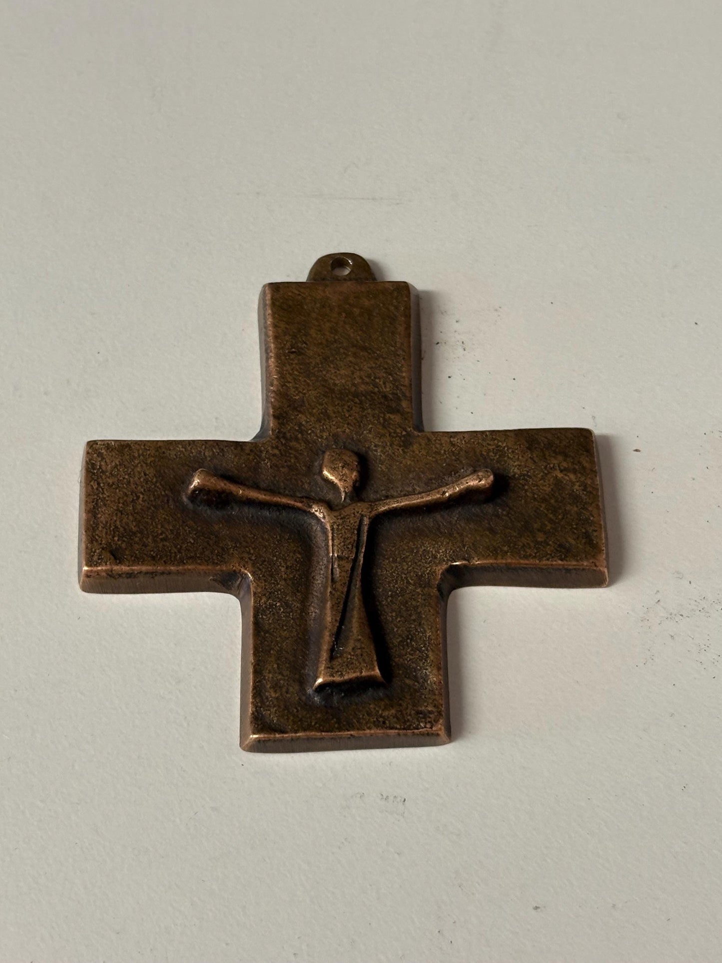 Stunning antique  European bronze Berzon and Bercher Germany religious cross  coolest sign  3 inches  105 grams