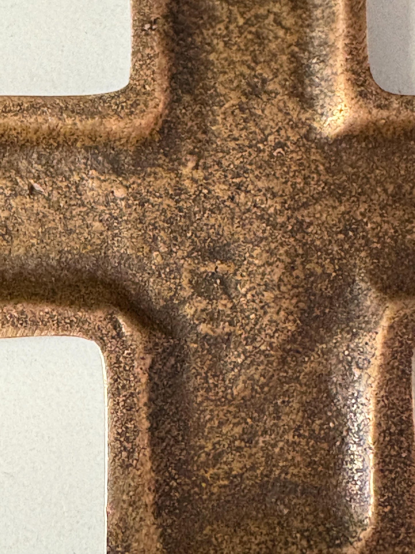 Stunning antique  European bronze Berzon and Bercher Germany religious cross  coolest sign  3 inches  105 grams