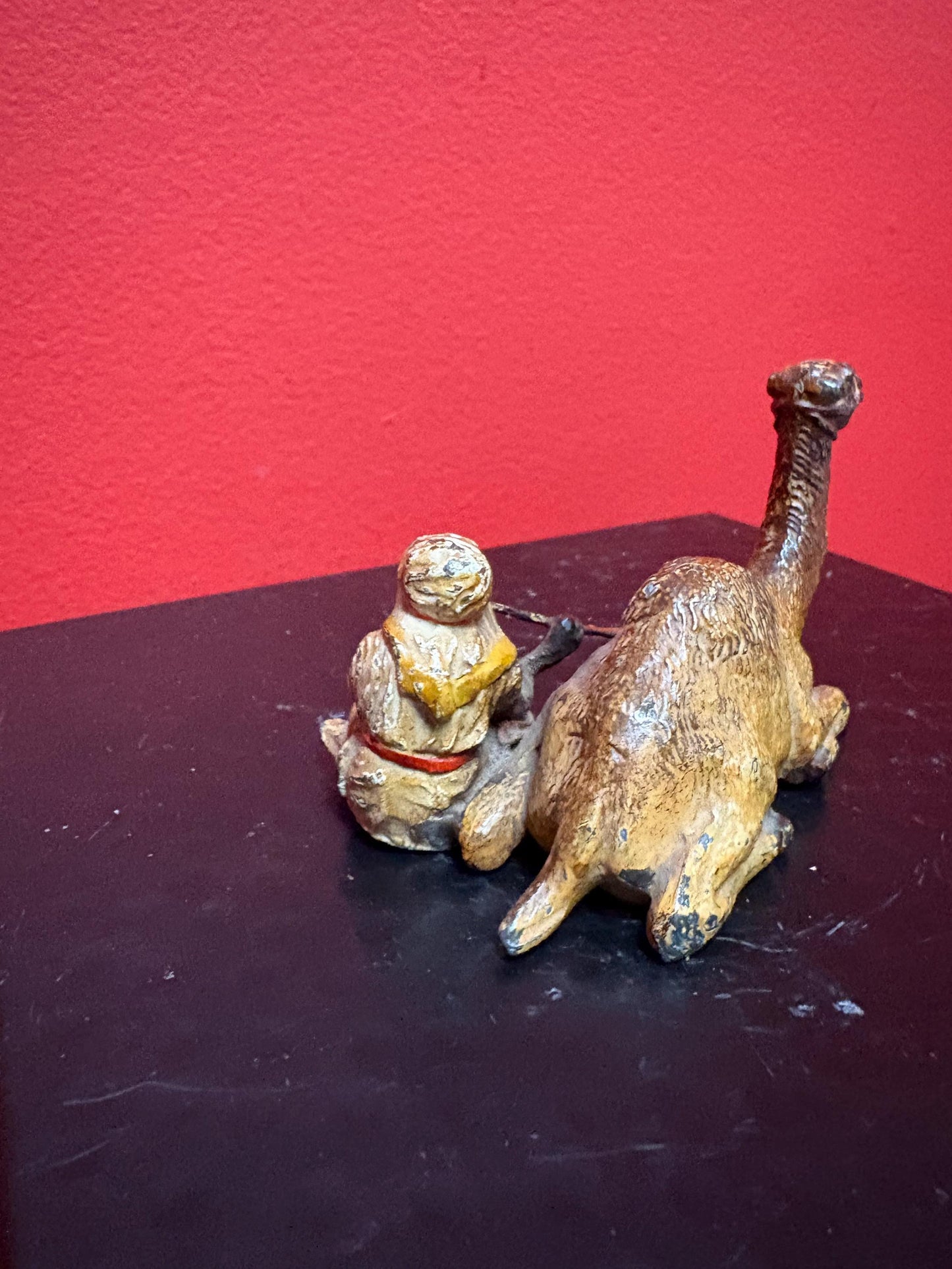 Beautiful antique 4 x 2 high Austrian cold painted bronze Arab with camel  lovely condition - amazing price