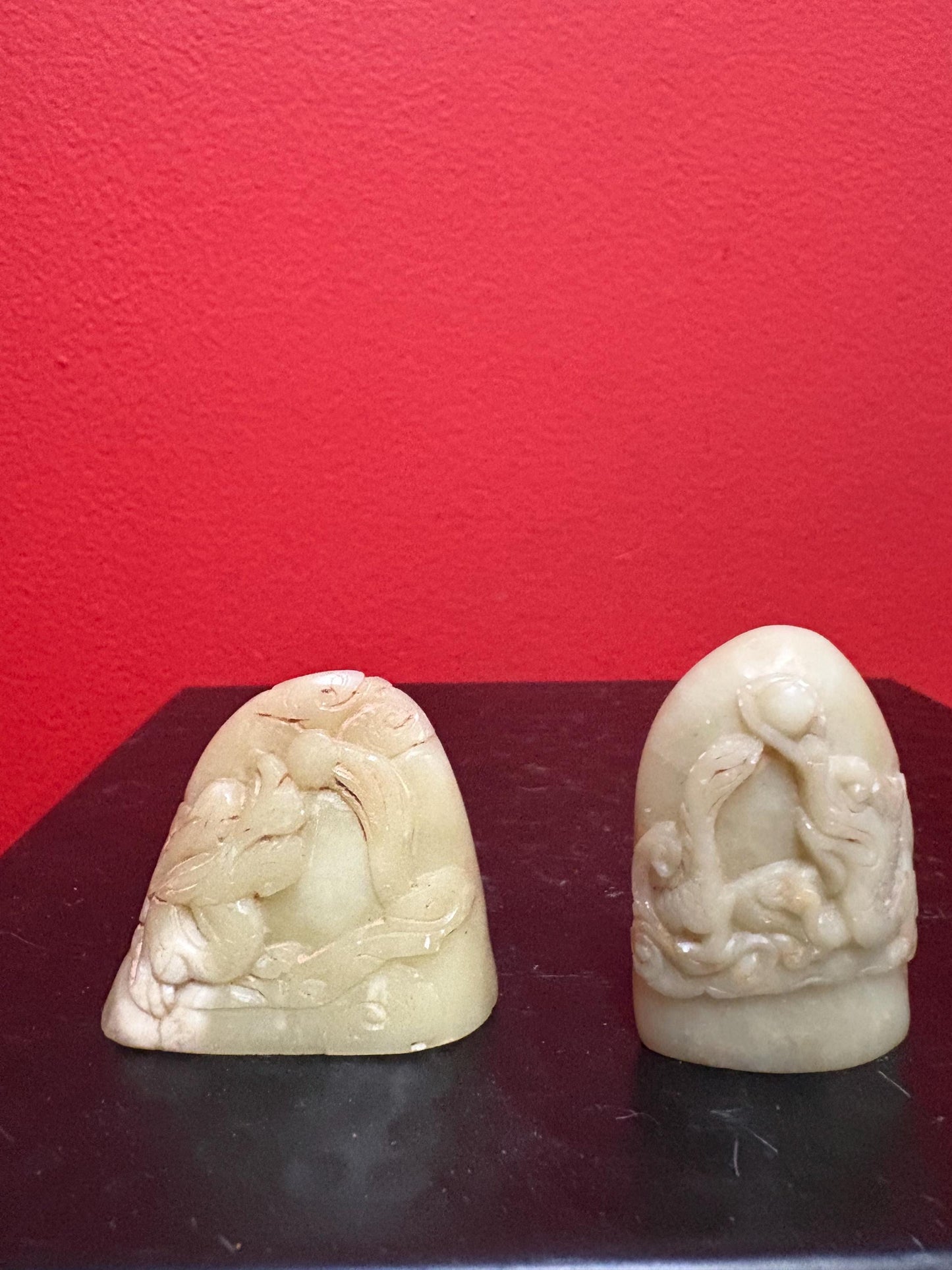 Two beautiful Chinese soapstone little statues with great imagery  2 inches tall