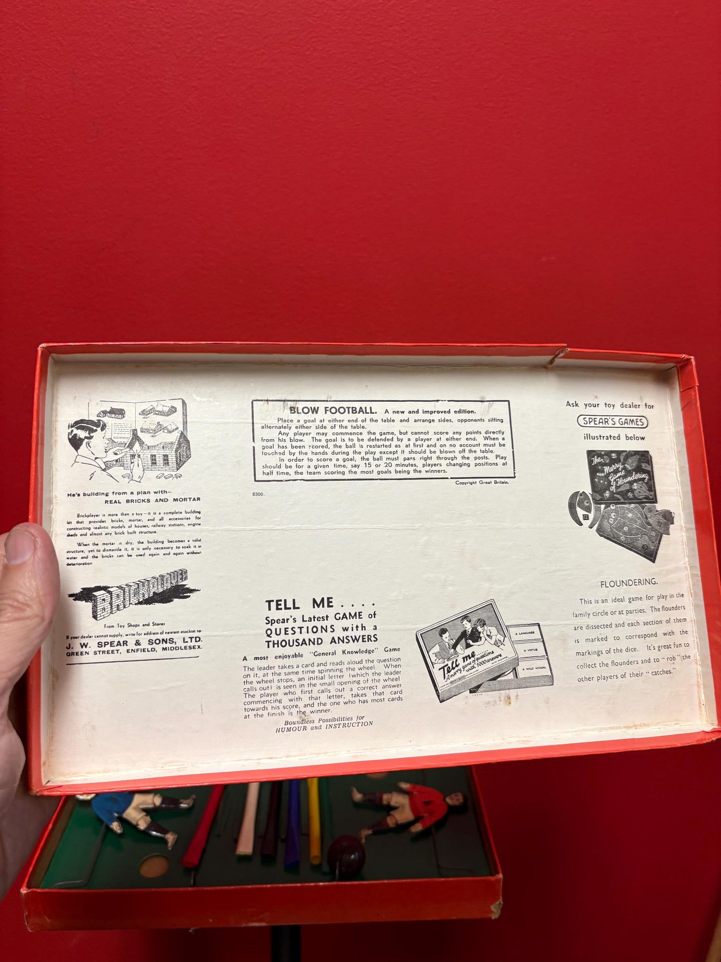 1950s English blow football soccer game in original box  great condition  complete  sports games  wow  great gift  soccer game