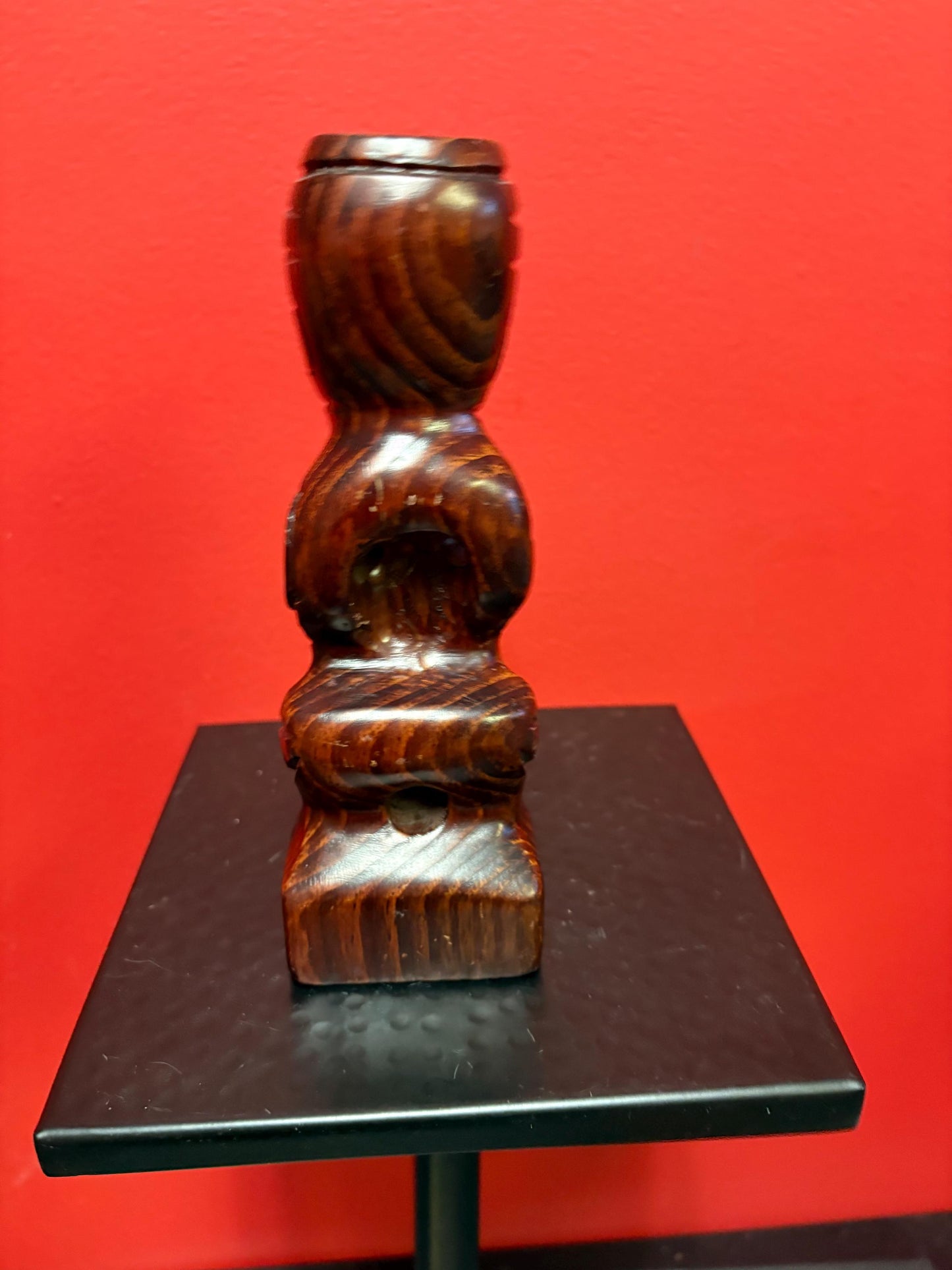 Beautiful indigenous New Zealand aboriginal Maori  statue with Abalone eyes  8 inches tall  lovely piece