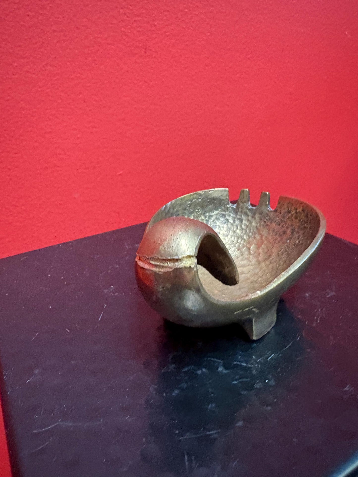 Lovely PAL  Israel MCM brass dish ash tray  4 1/2 x 3 x 1 high  verified authentic