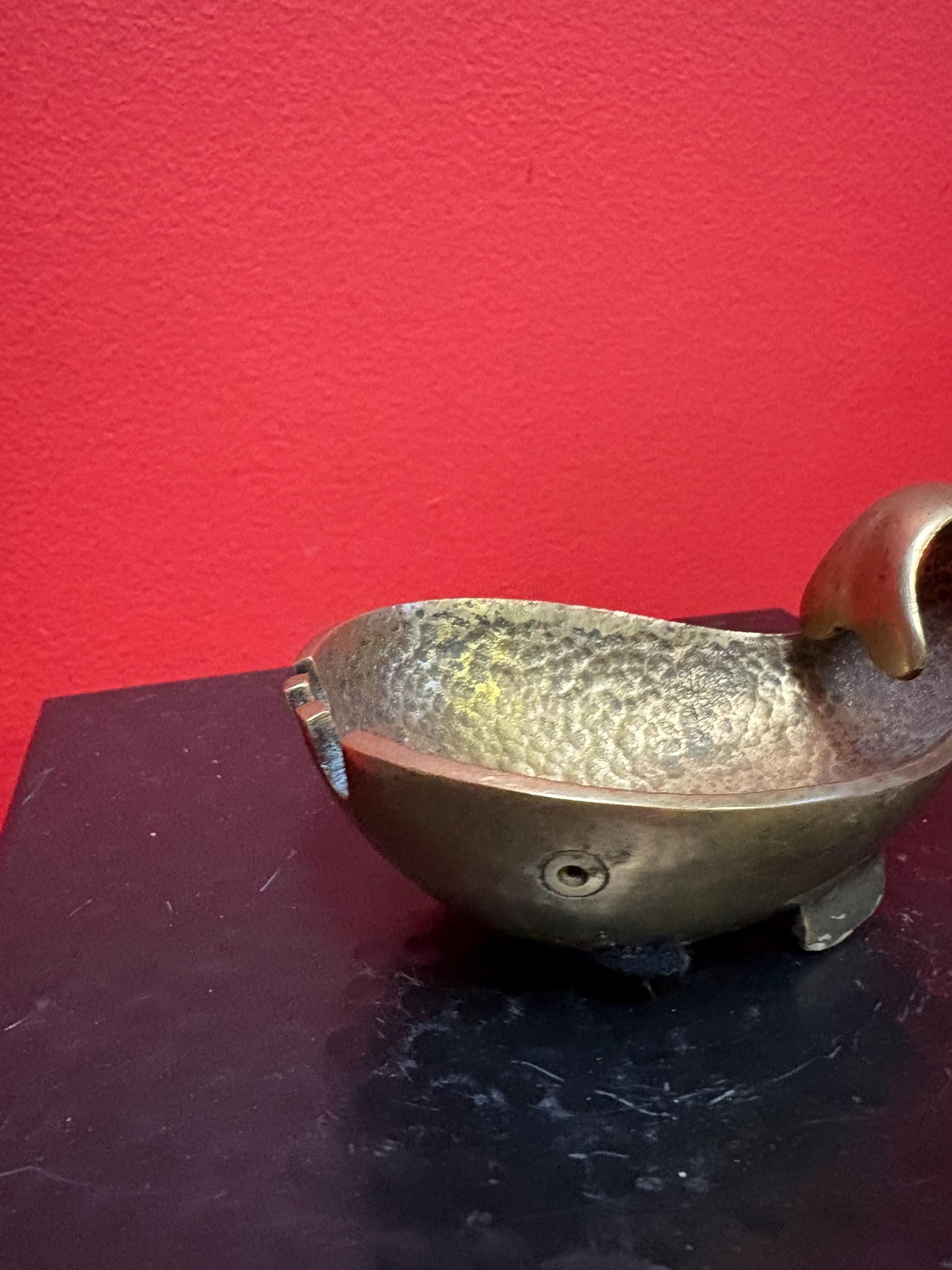 Lovely PAL  Israel MCM brass dish ash tray  4 1/2 x 3 x 1 high  verified authentic