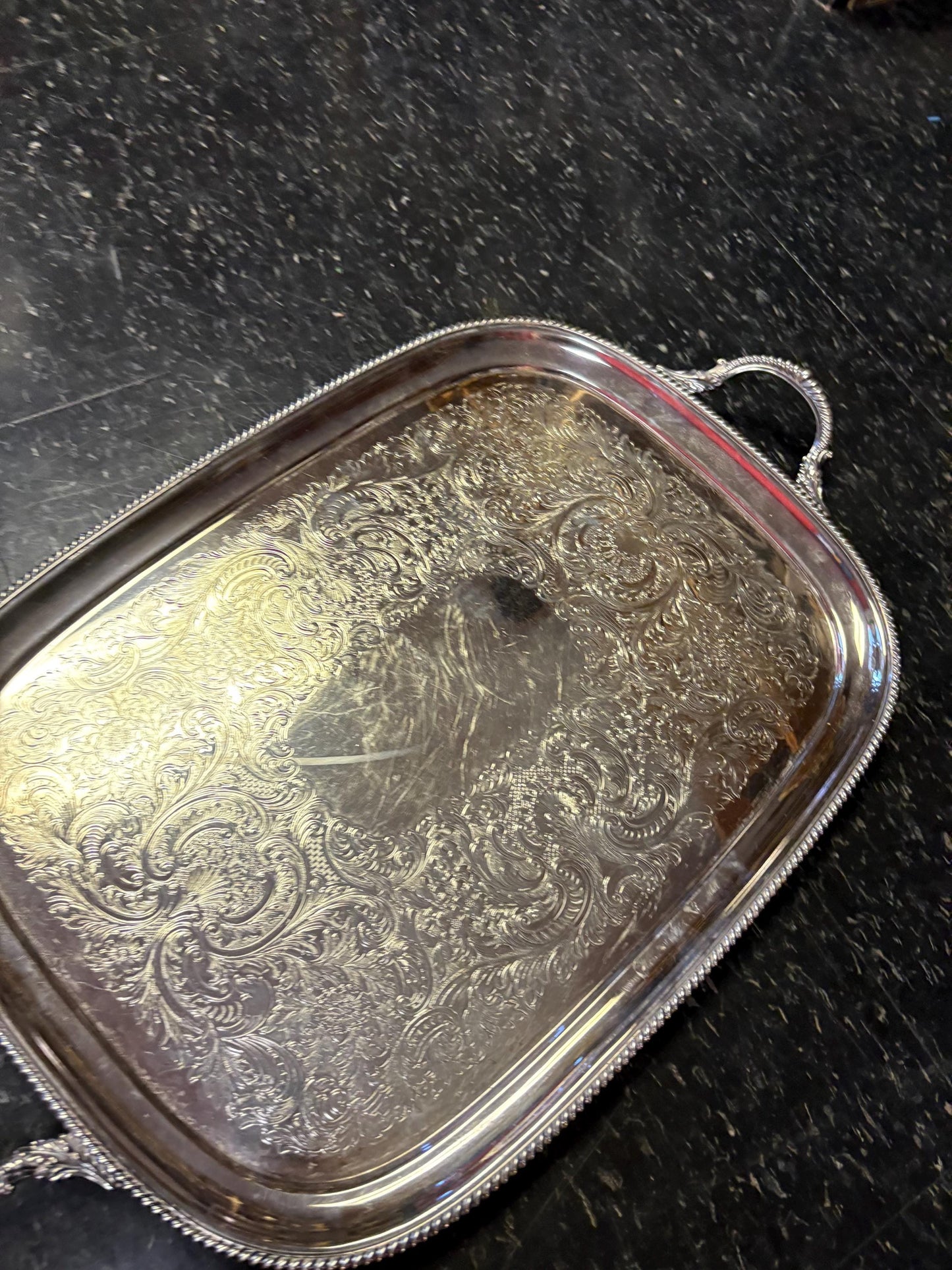 Massive Canadian BIRKS Regency silver plated serving  tray  25 x 15“ across  great condition  heavy and beautiful