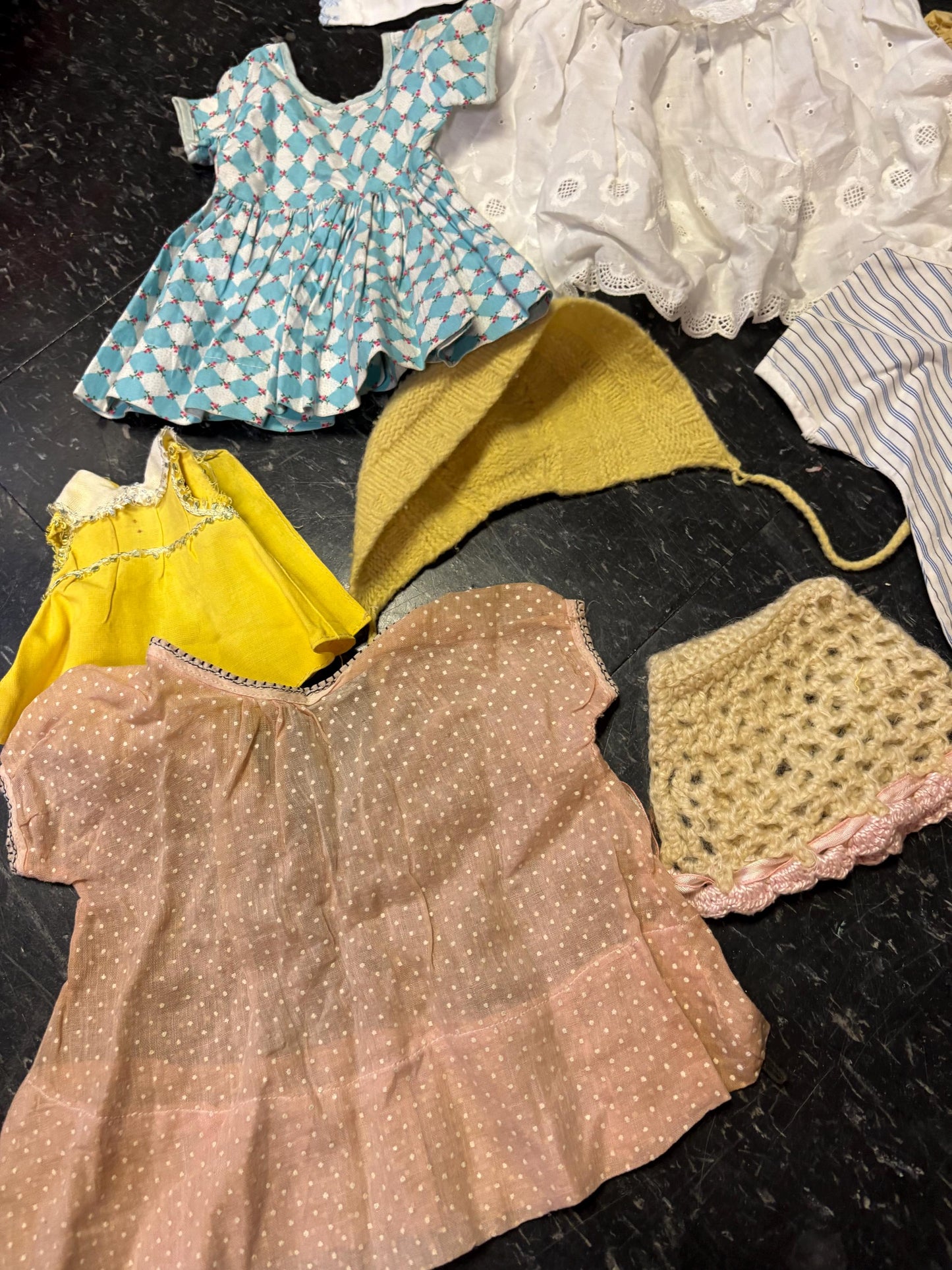 Beautiful lot  of antique doll clothes  great value  from major collection