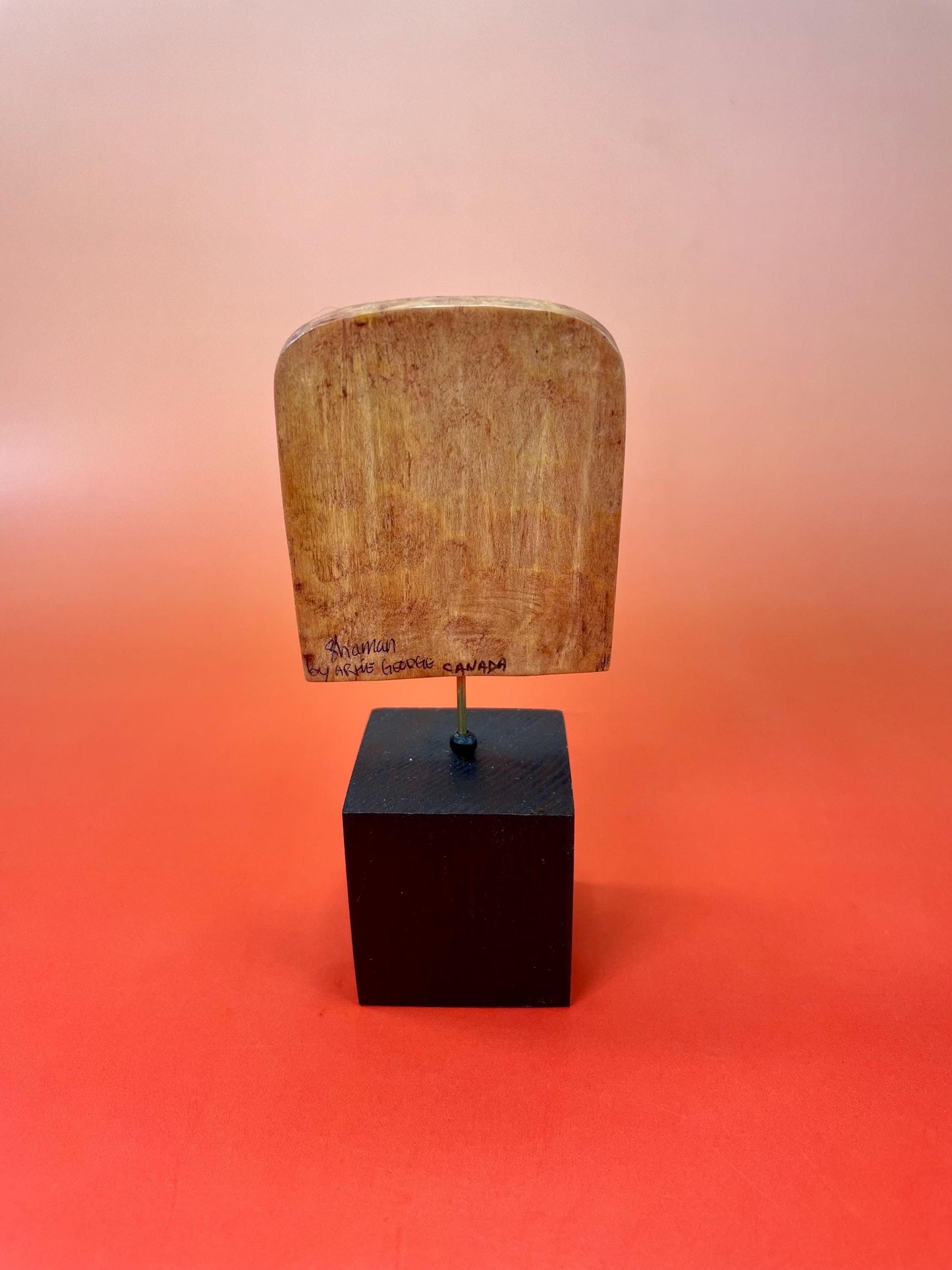 Lovely indigenous first Nations Pacific northwest Coast Artie George Shaman mask on stand  total 5 inches  Lovely detail and quality