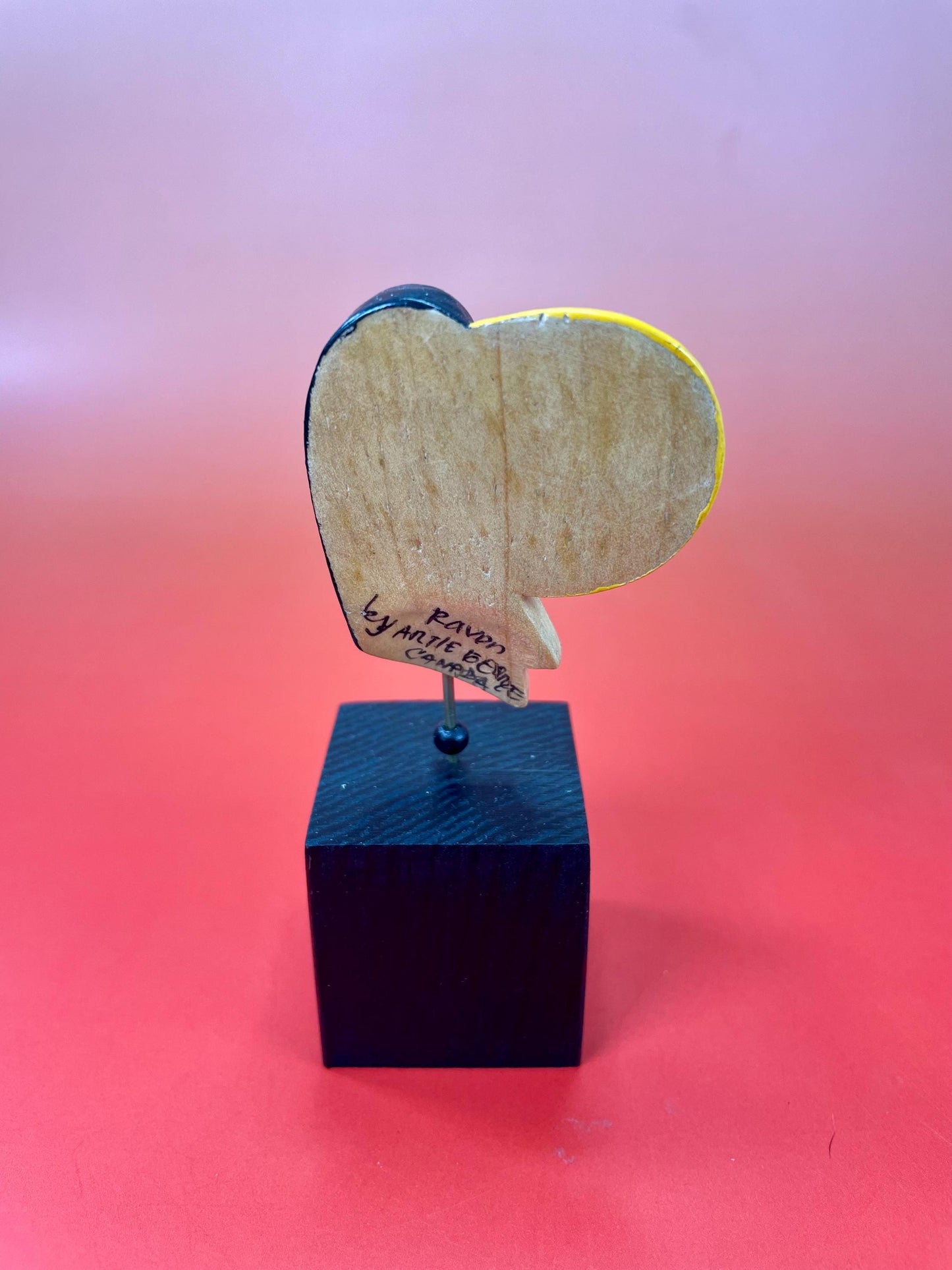 Lovely indigenous first Nations Pacific northwest Coast Artie George Raven carving on stand  total 4.5 inches  Lovely detail and quality