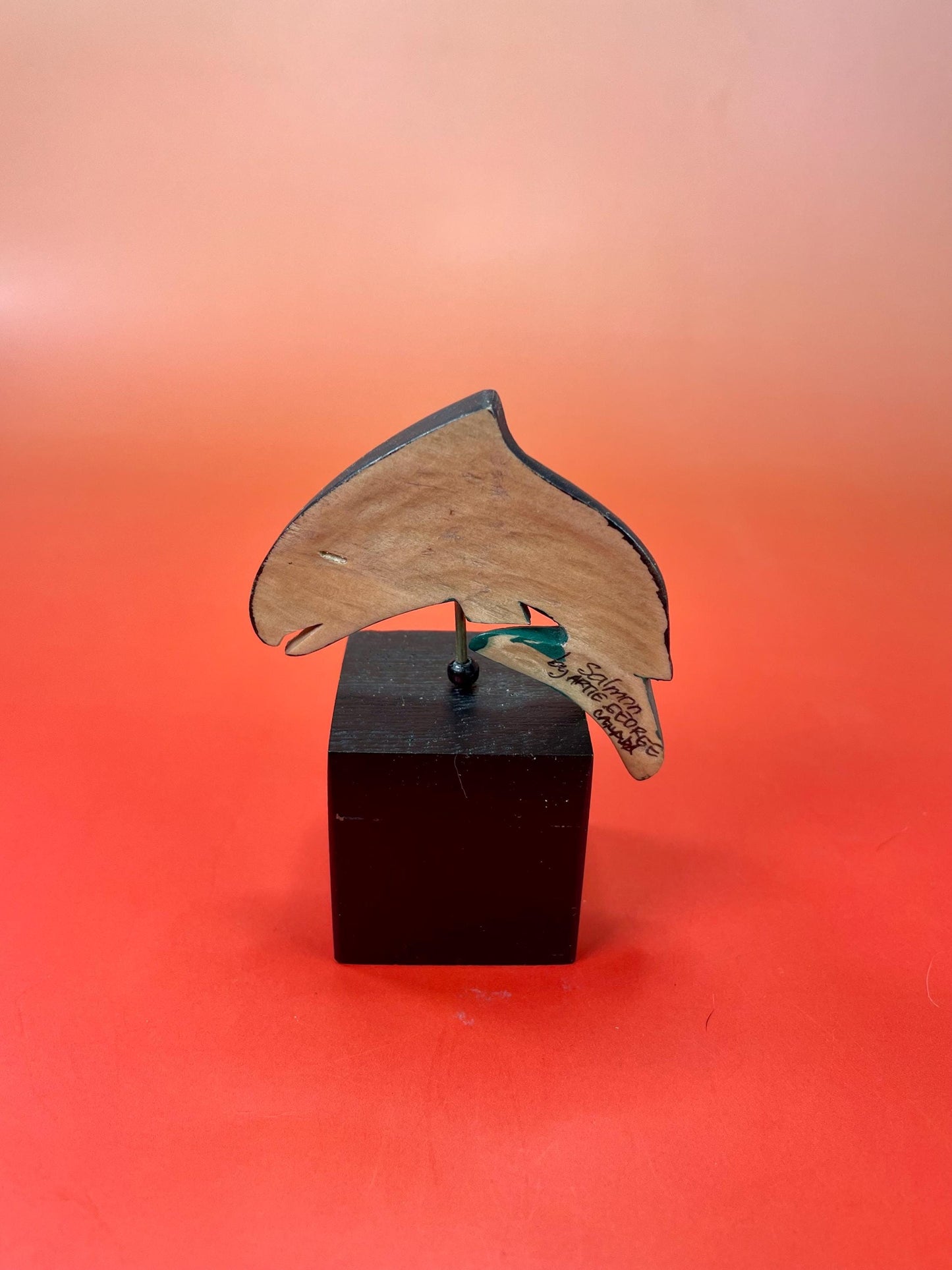 Lovely indigenous first Nations Pacific northwest Coast Artie George Shaman mask on stand  total 5 inches  Lovely detail and quality