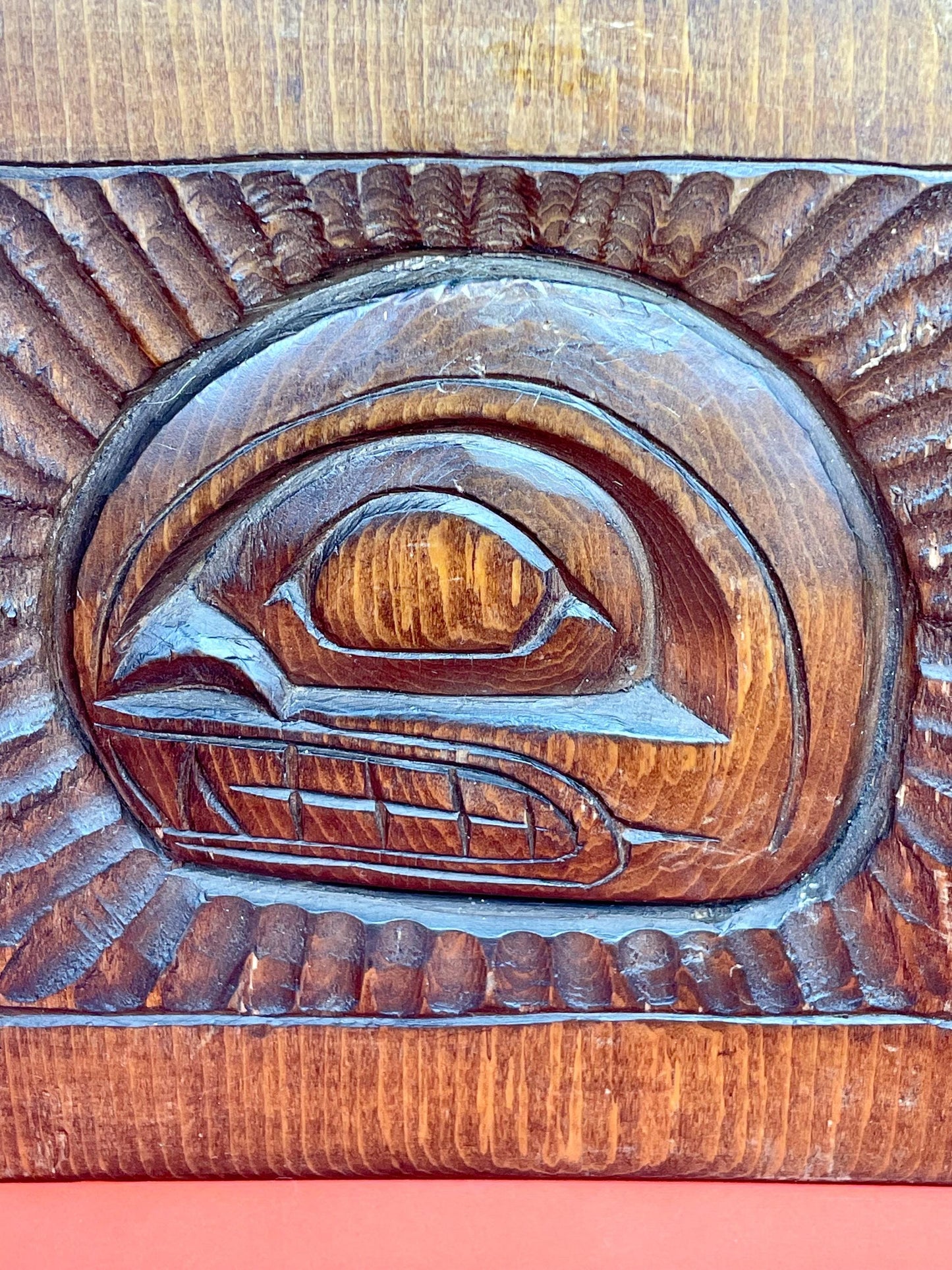 First Nations Carved, Signed Whale Plaque