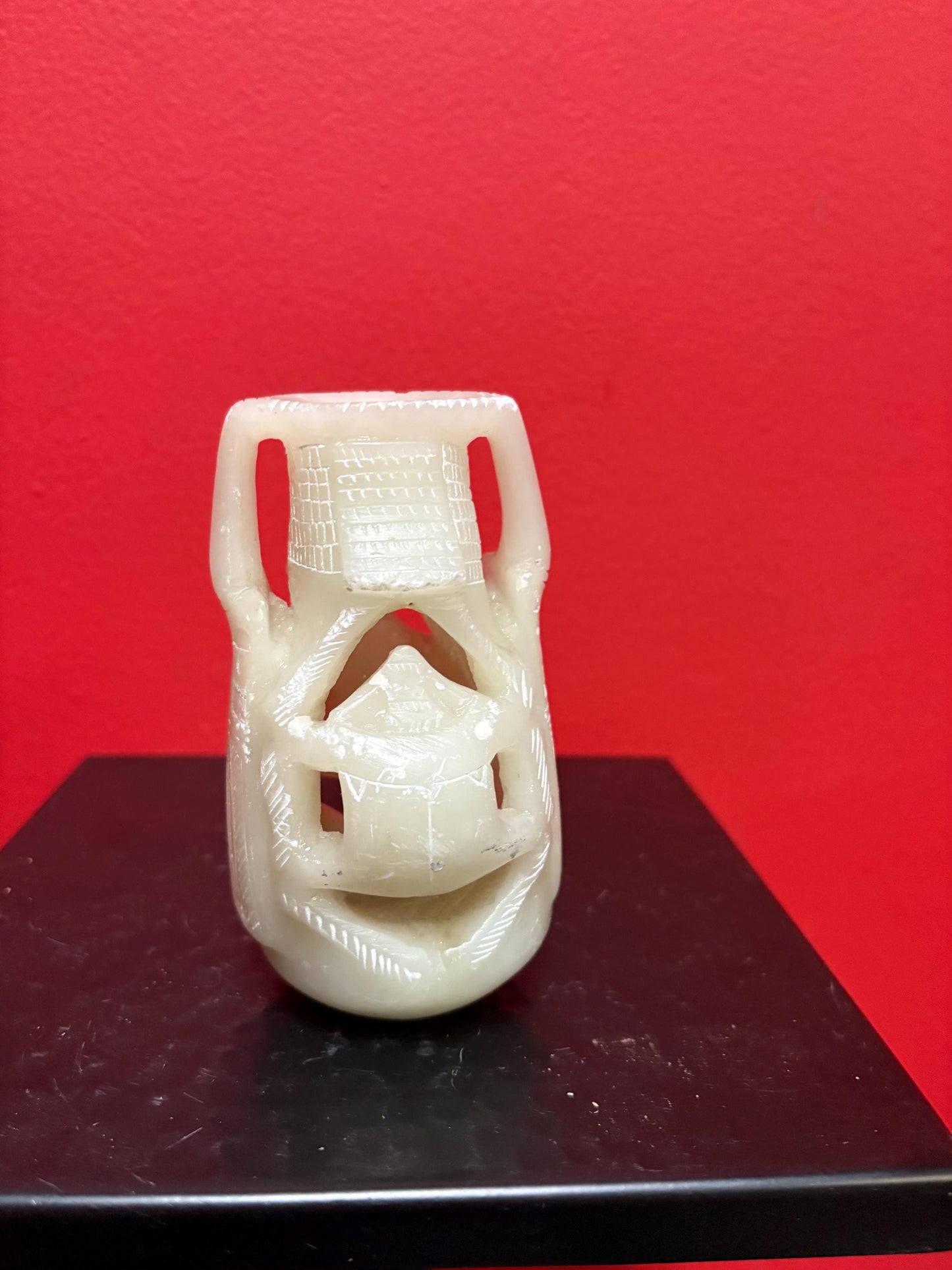 Beautiful 5 inch tall Jade vase  great imagery  origins unknown  value priced