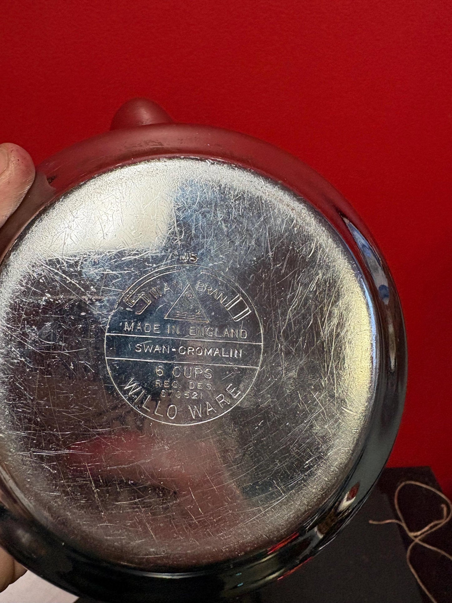 Lovely Willow Ware vintage chrome teapot - 8 x 5 tall and ready to use  see photos Unusual cool piece