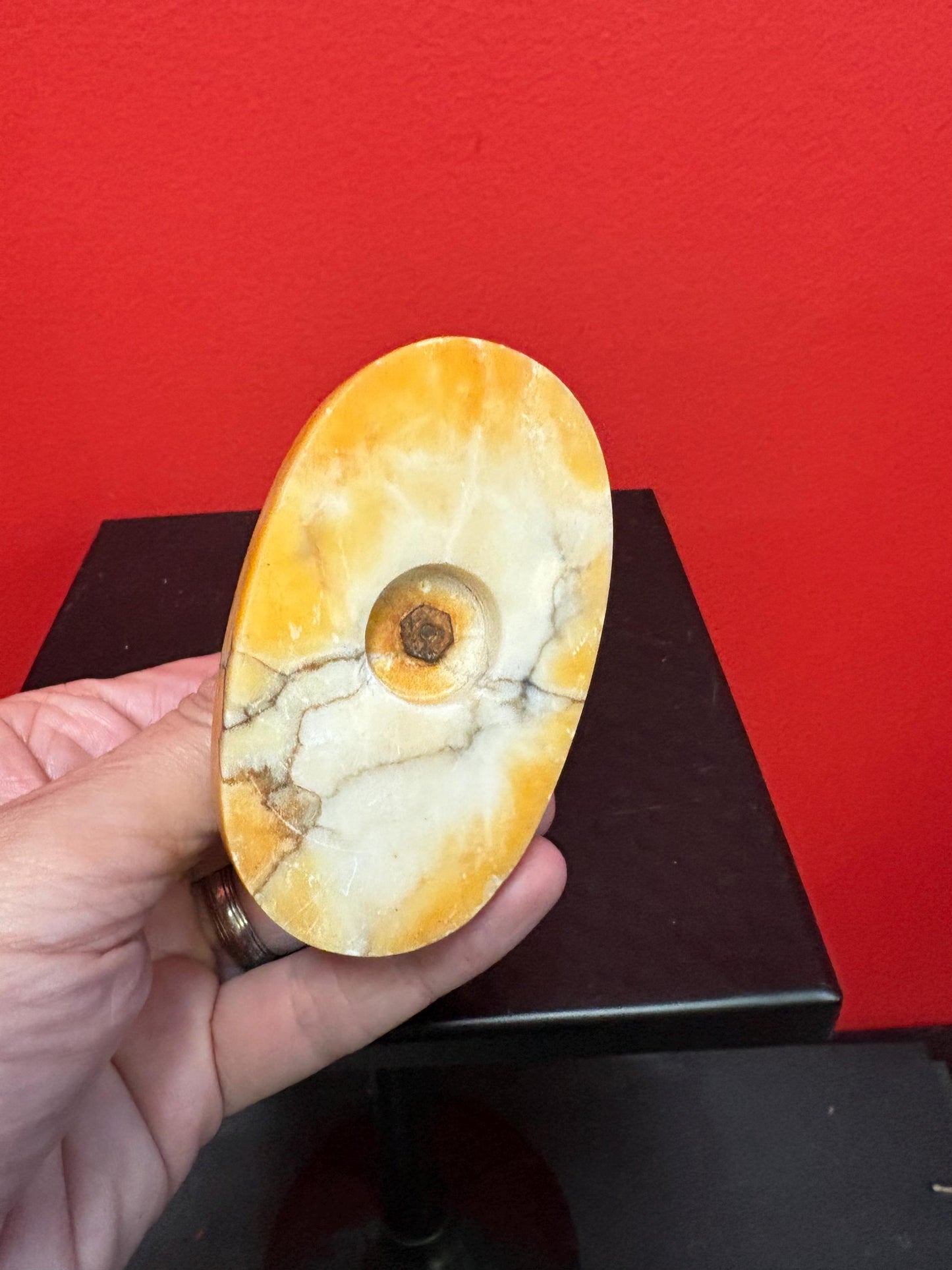 Lovely 3 1/2 x 3 high bronze statue of a fox with people hiding under on marble  stand  great condition and unique